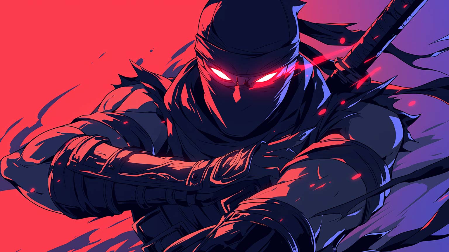 Ninja with Red Eyes Desktop Wallpaper