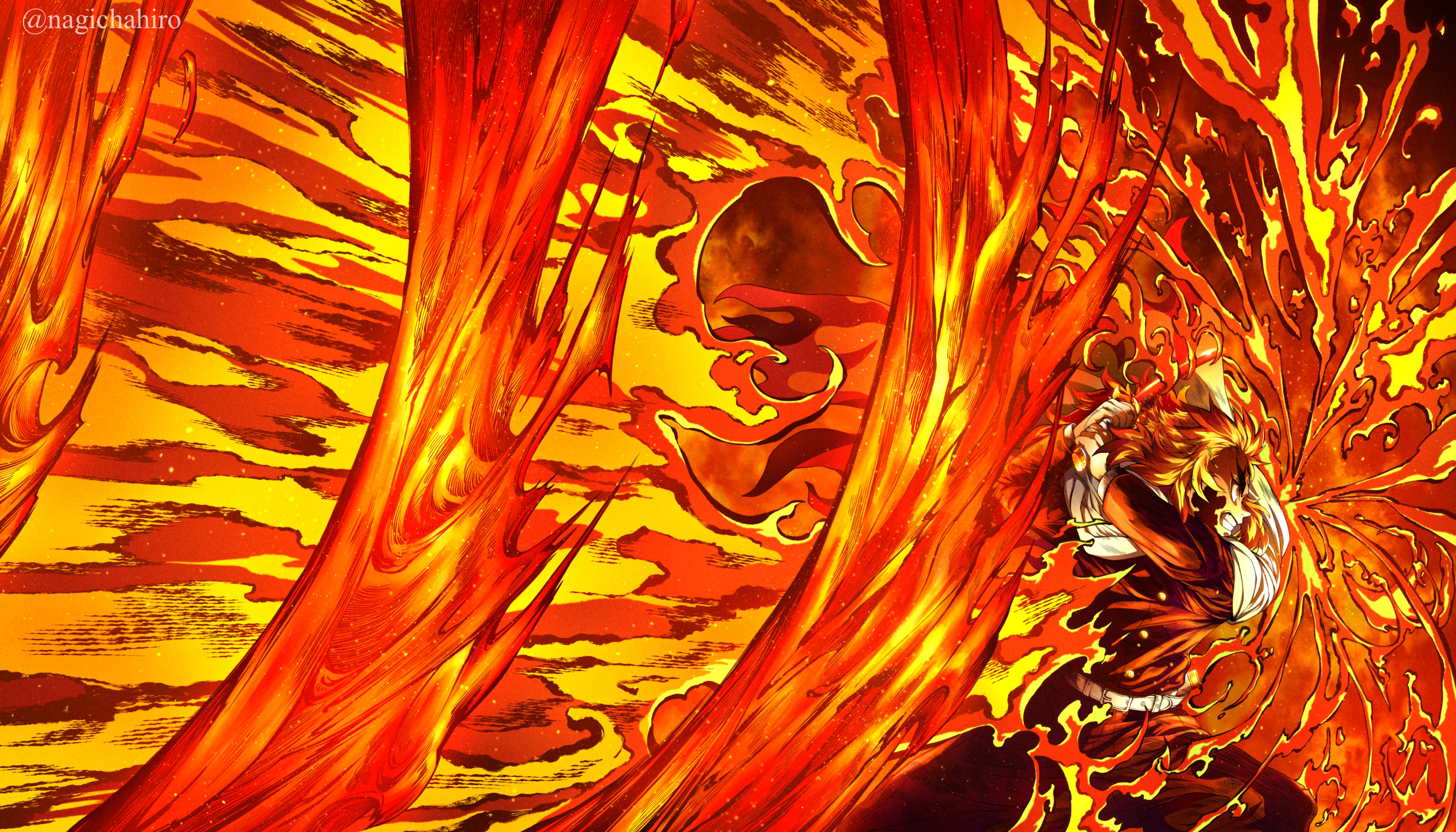 Blazing 4K Wallpaper of Kyojuro Rengoku