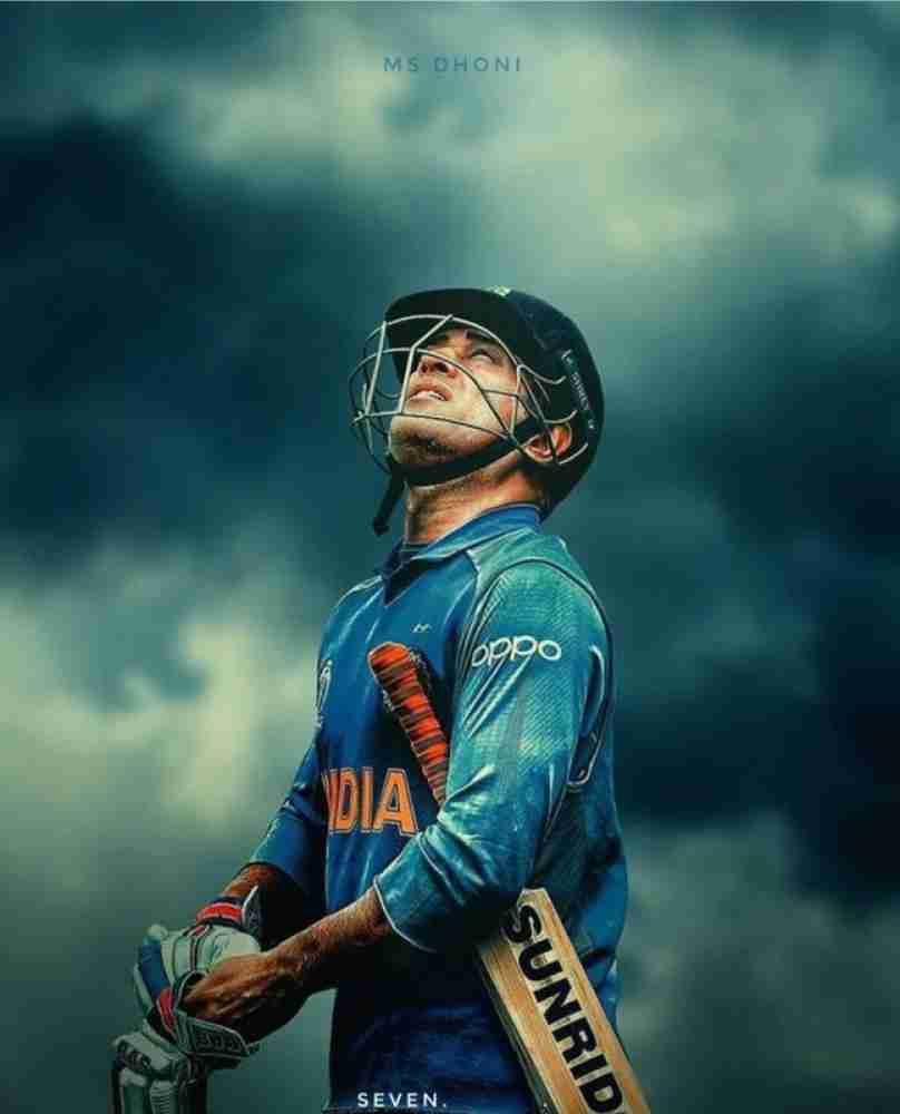 MS Dhoni Multicolor Photo Paper Print