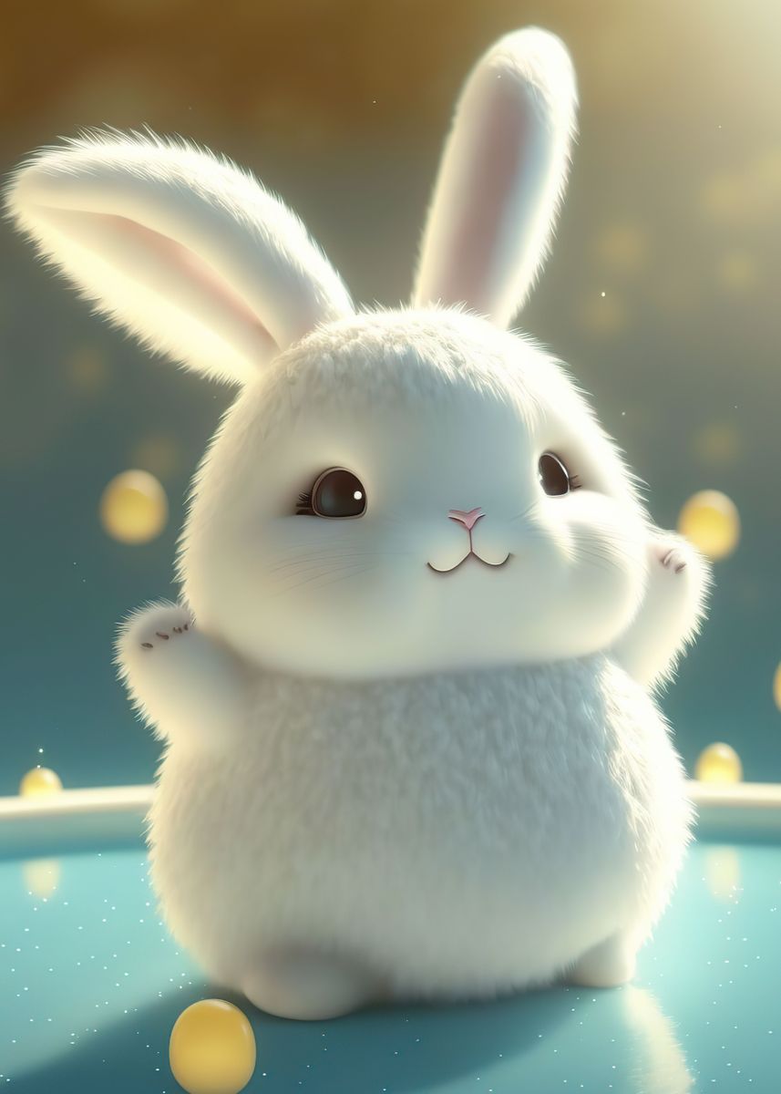 Baby Bunny Cute' Poster, picture, metal