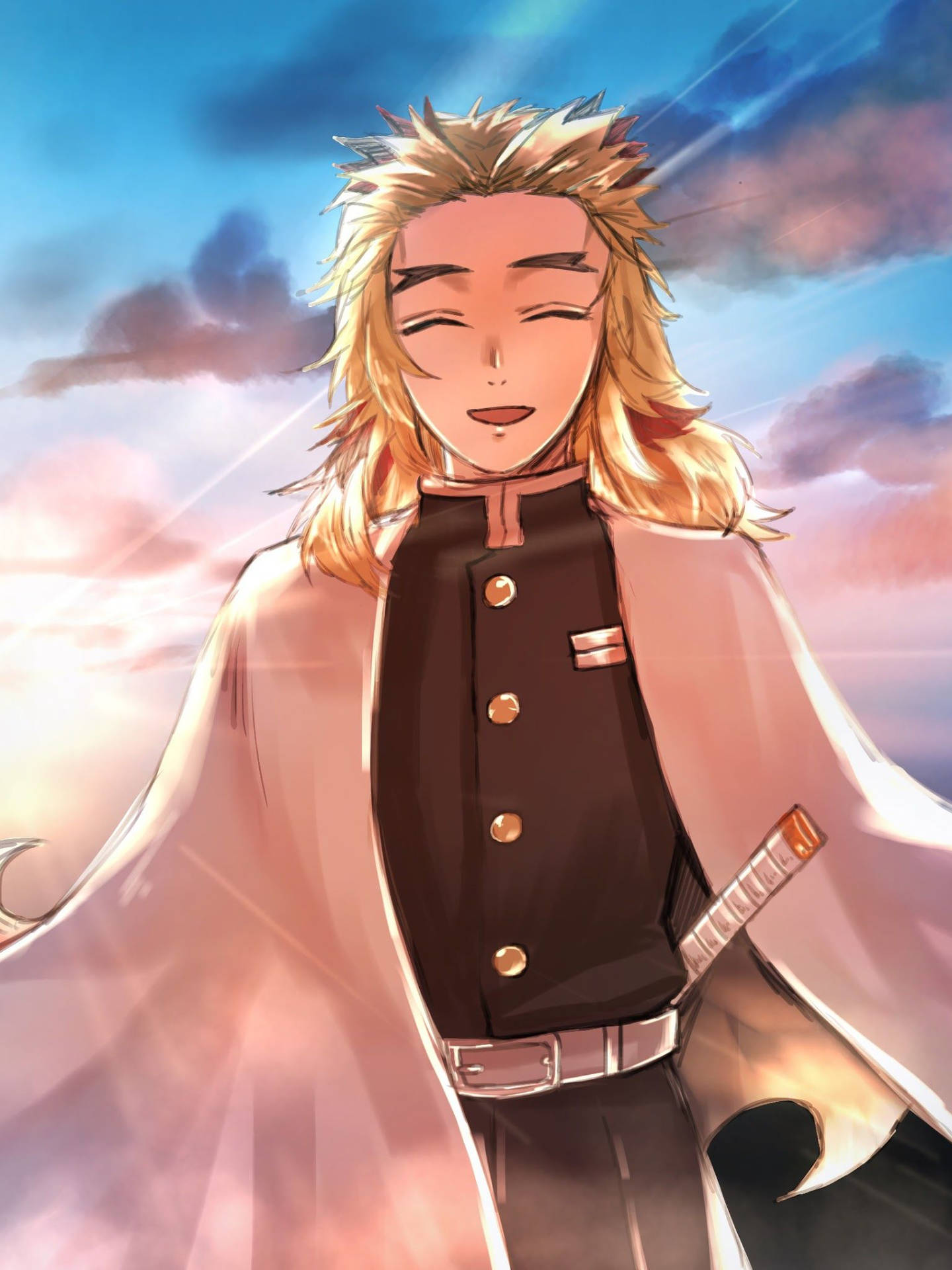 Rengoku at sunrise. Wallpaper