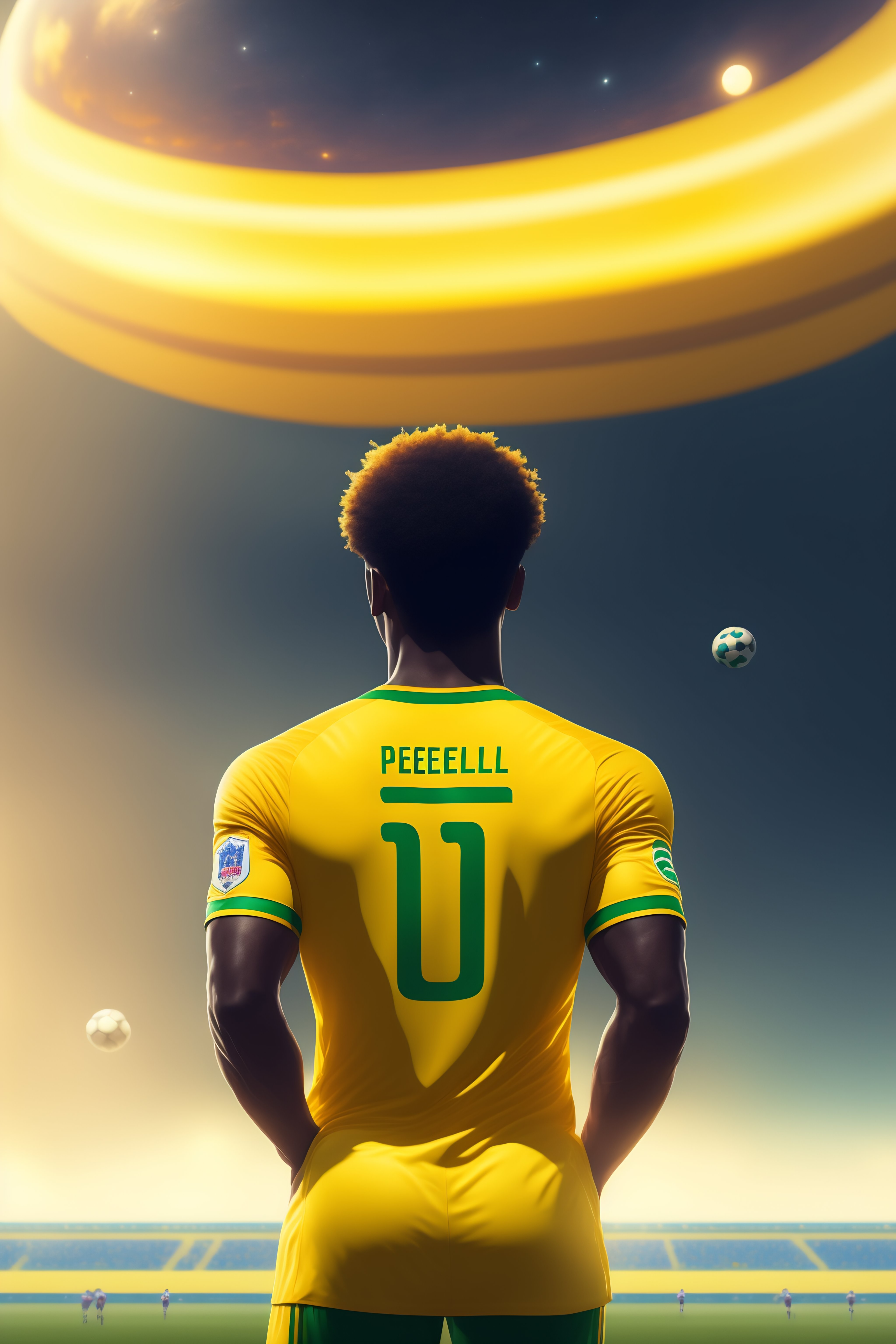 Footballer Pele wearing yellow brazil