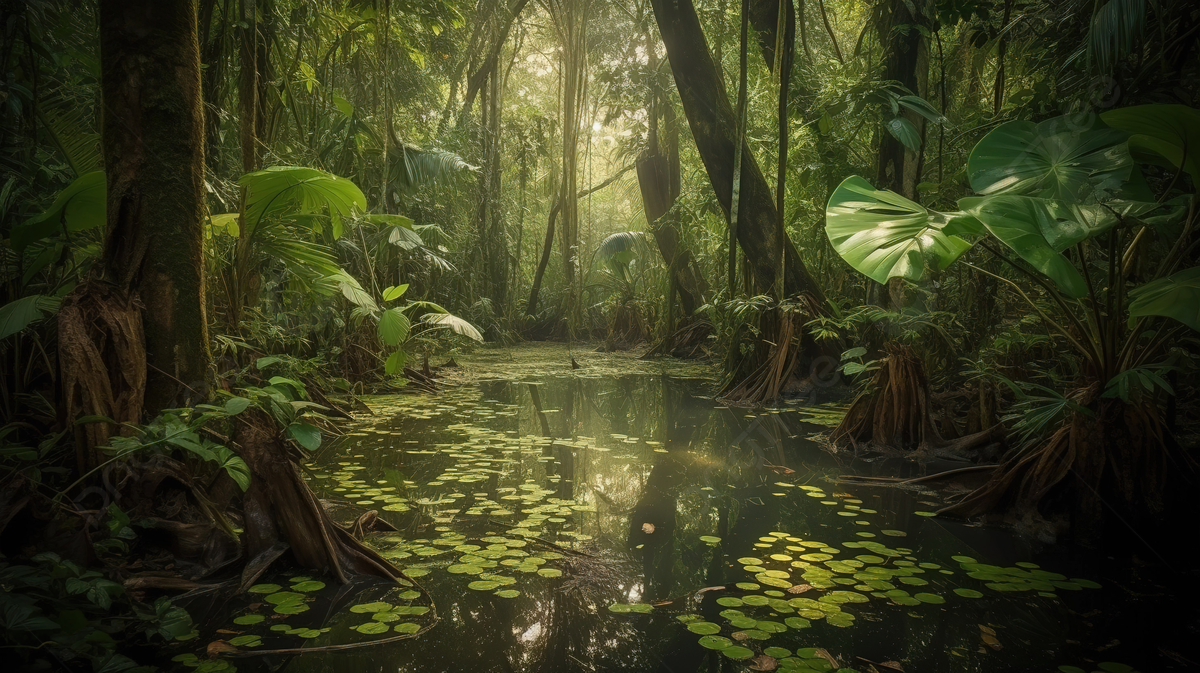 Mangrove Surrounded By Water In A Dark