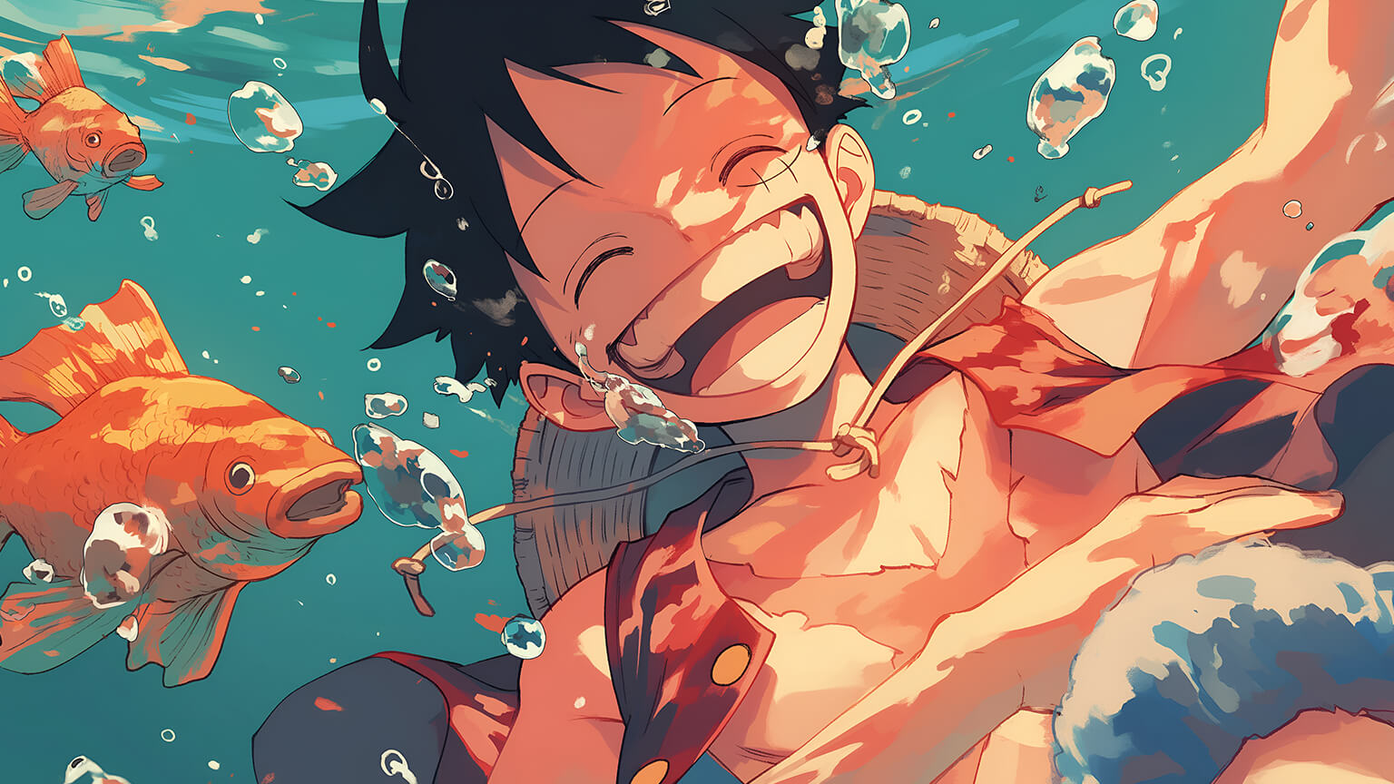 Monkey D. Luffy Underwater Desktop