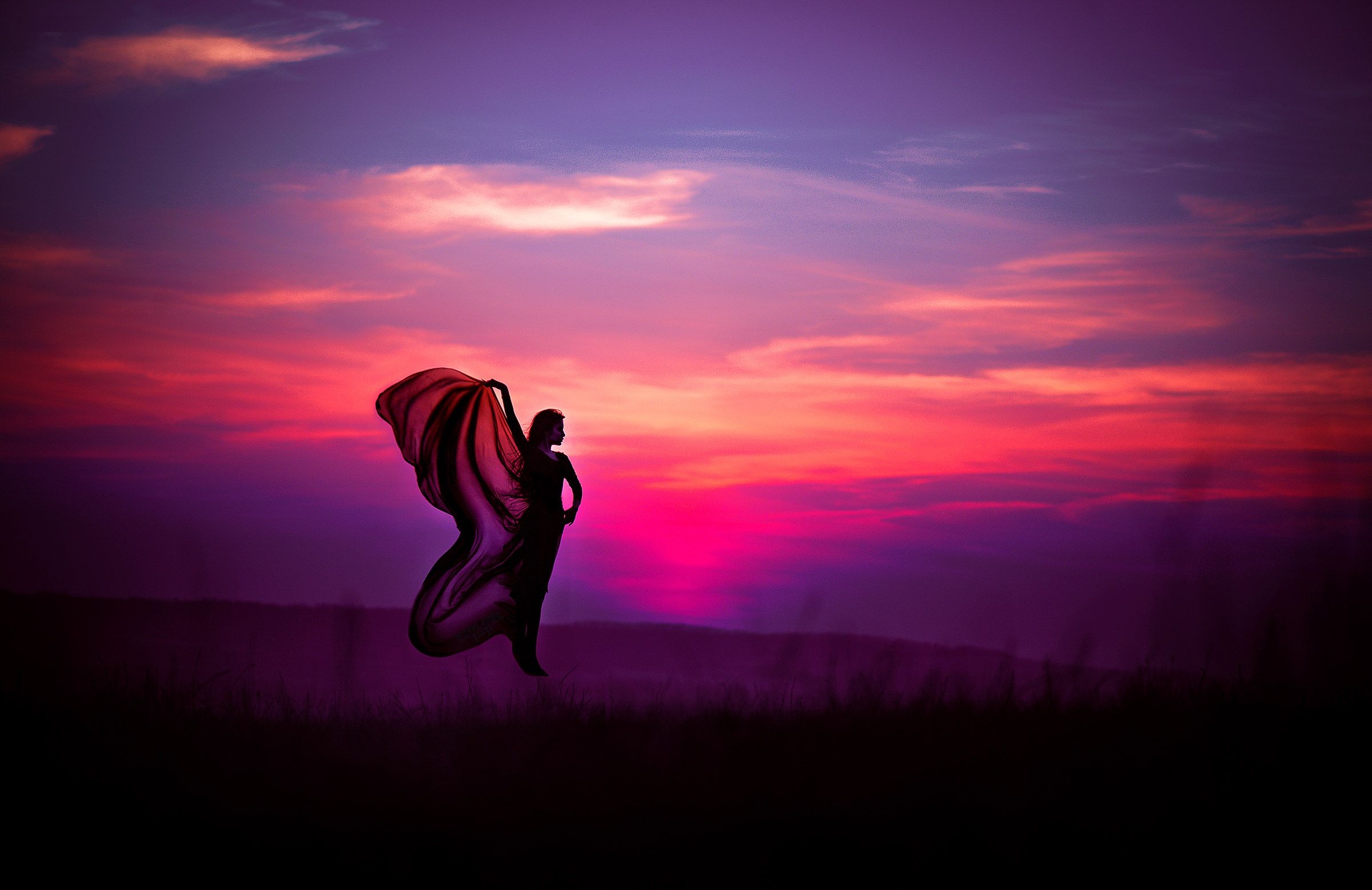 Download Silhouette Purple Sunset