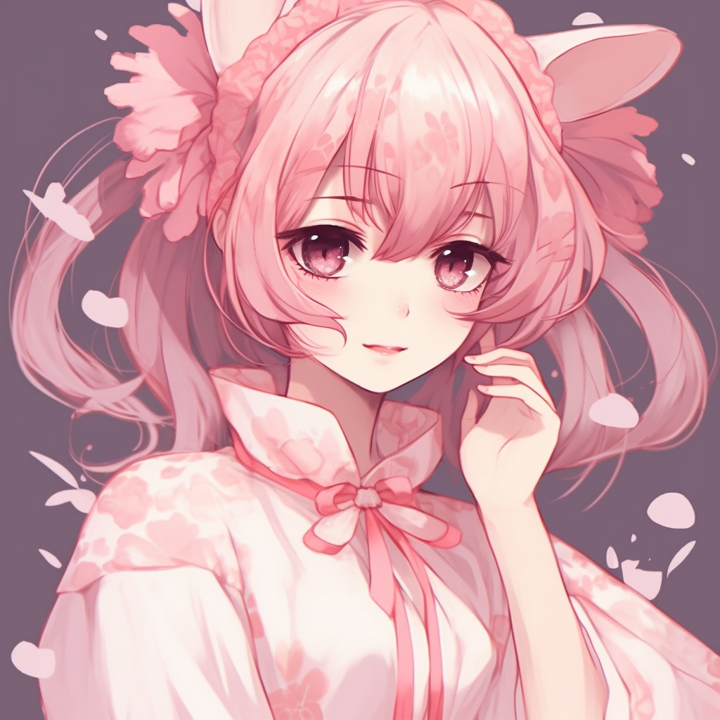 adorable pink anime girl pfp image