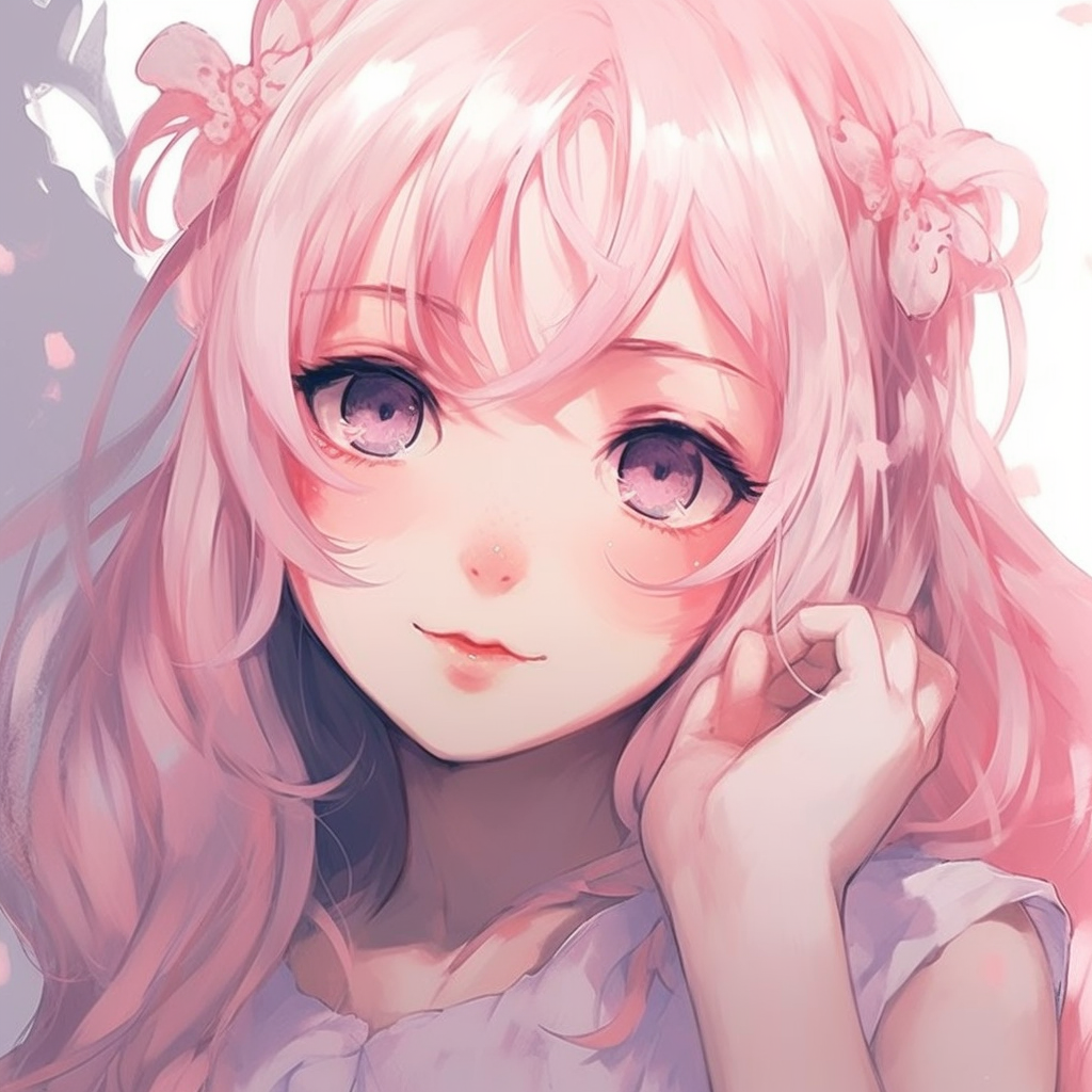 Adorable Pink Anime Girl Pfp Image