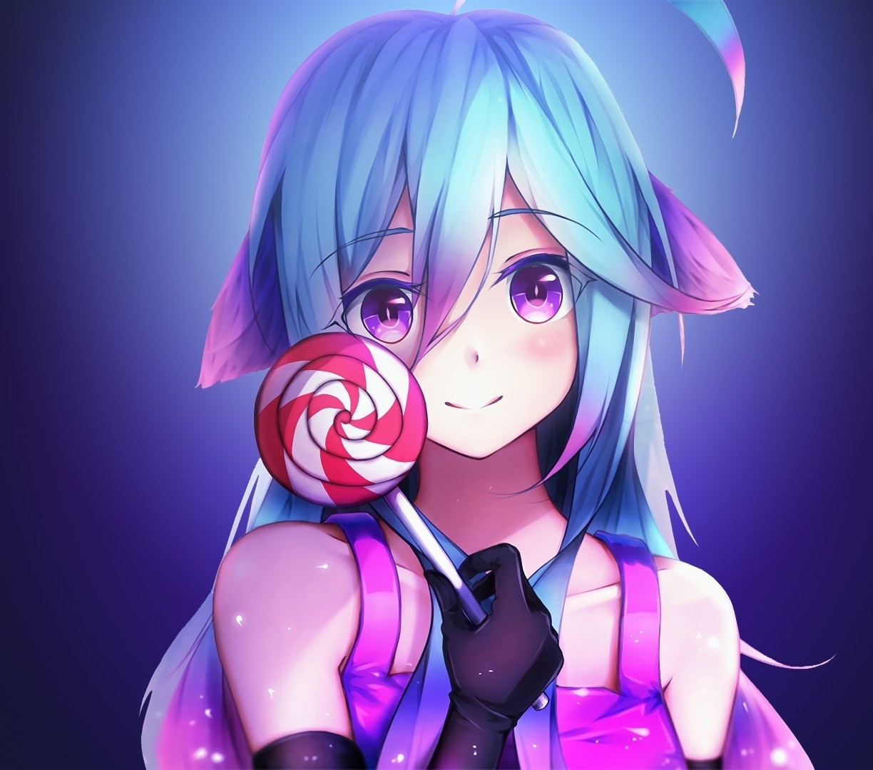 Wallpaper lollipop and anime girl, cute