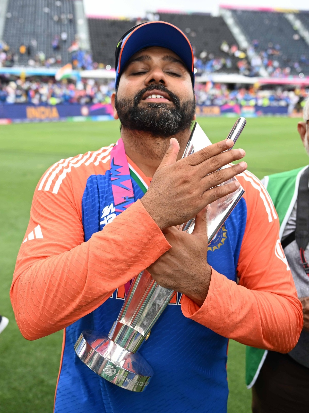 Rohit Sharma poses with T20 World Cup