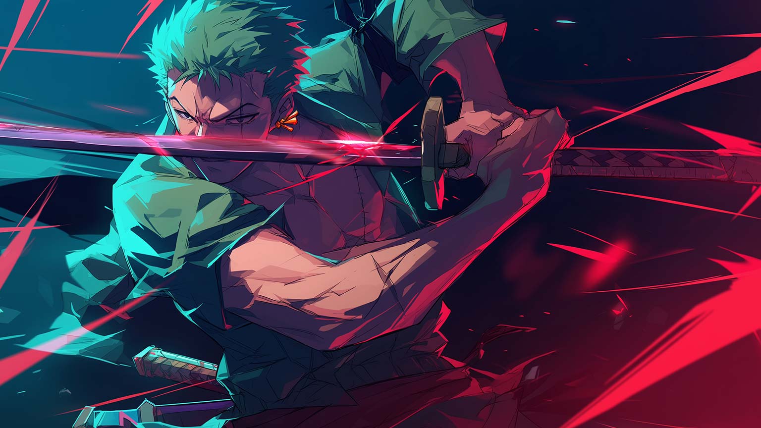 Zoro Blade Mastery Desktop Wallpaper