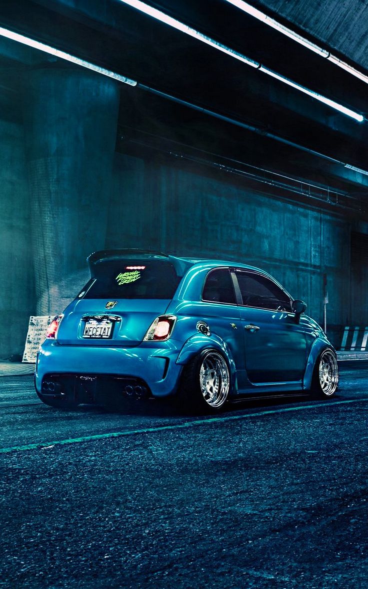 Wallpaper rear view abarth 500 fiat blue