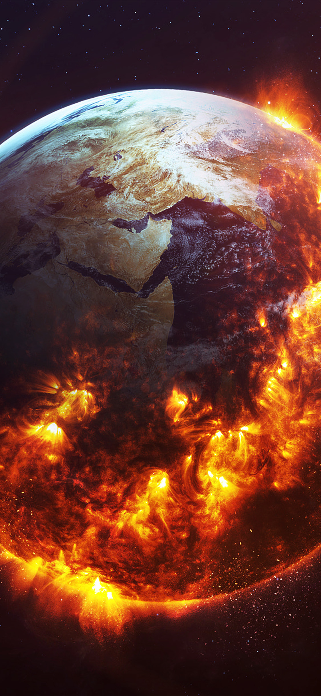 Earth Space Fire Art Illustration