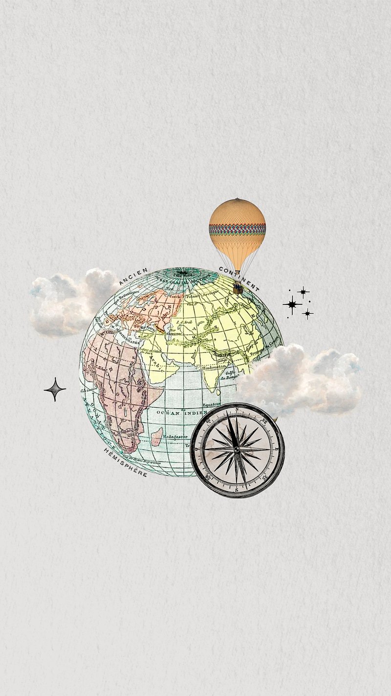 Travel globe compass mobile wallpaper
