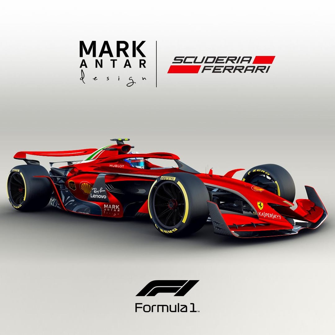 F1 concept in a Ferrari livery, r