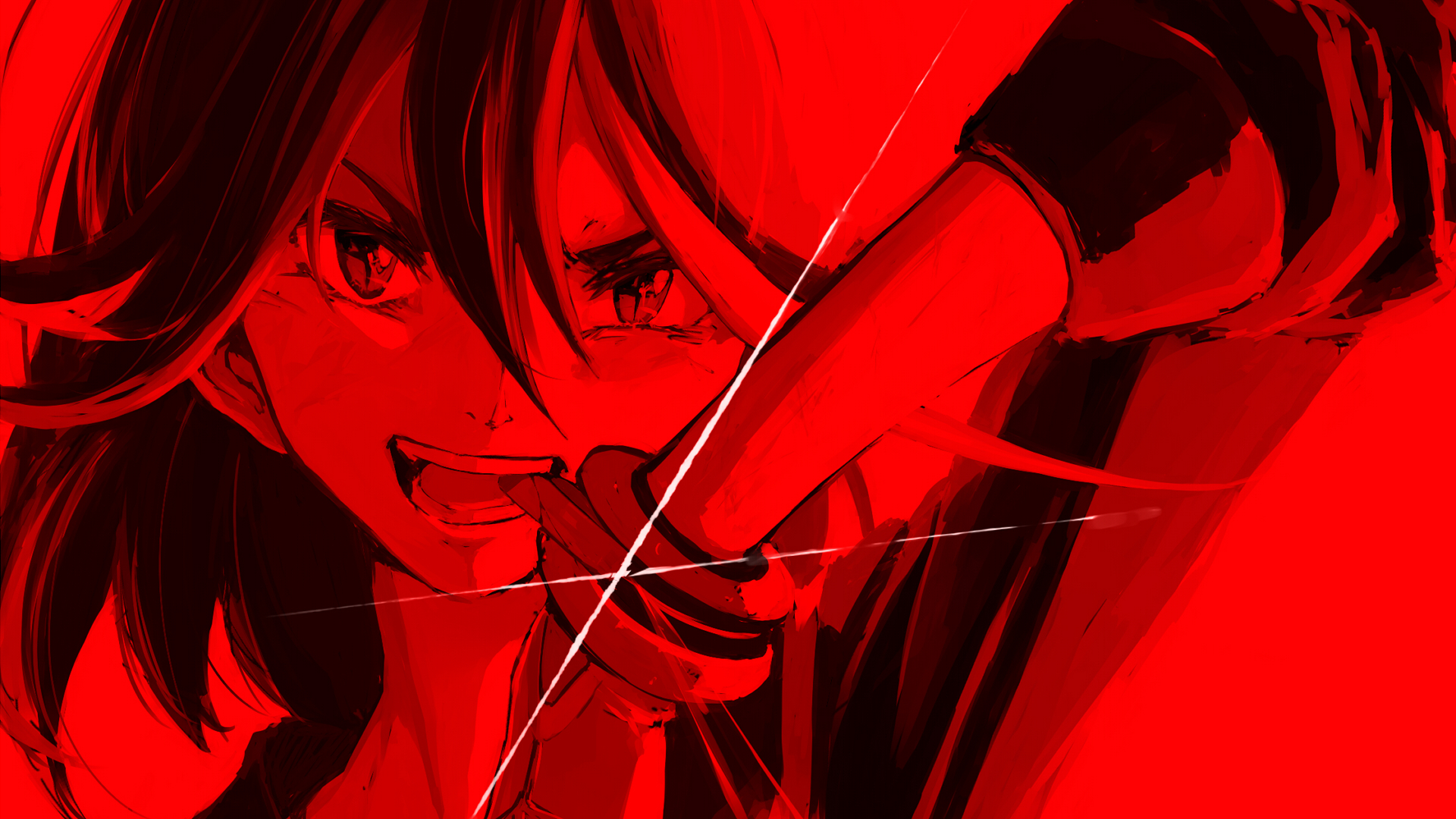 Wallpaper red, smile, black, anime, red