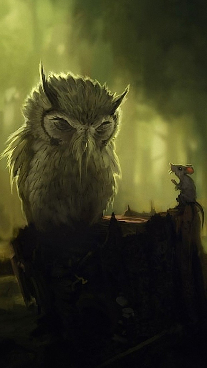 Fantasy Owl Dark Background Wallpaper