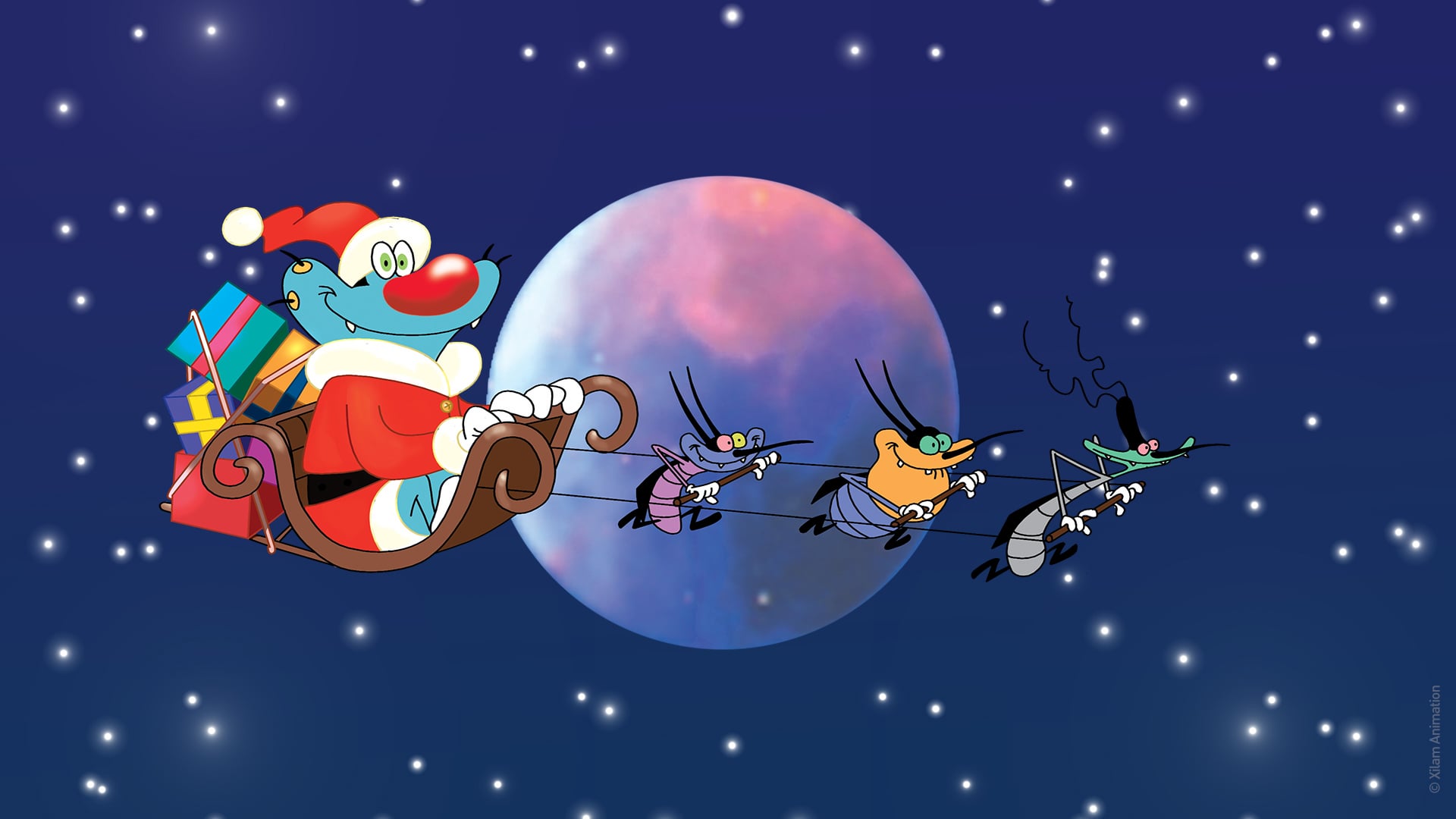 Oggy Christmas Wallpaper, r