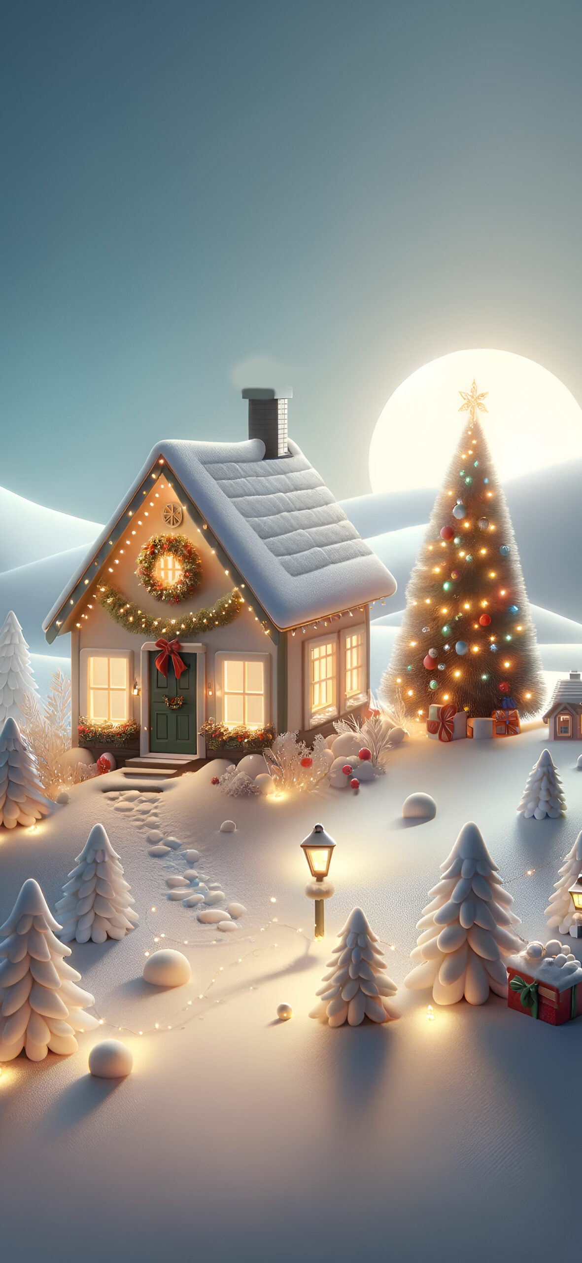 Beautiful Christmas Tree & Cozy House