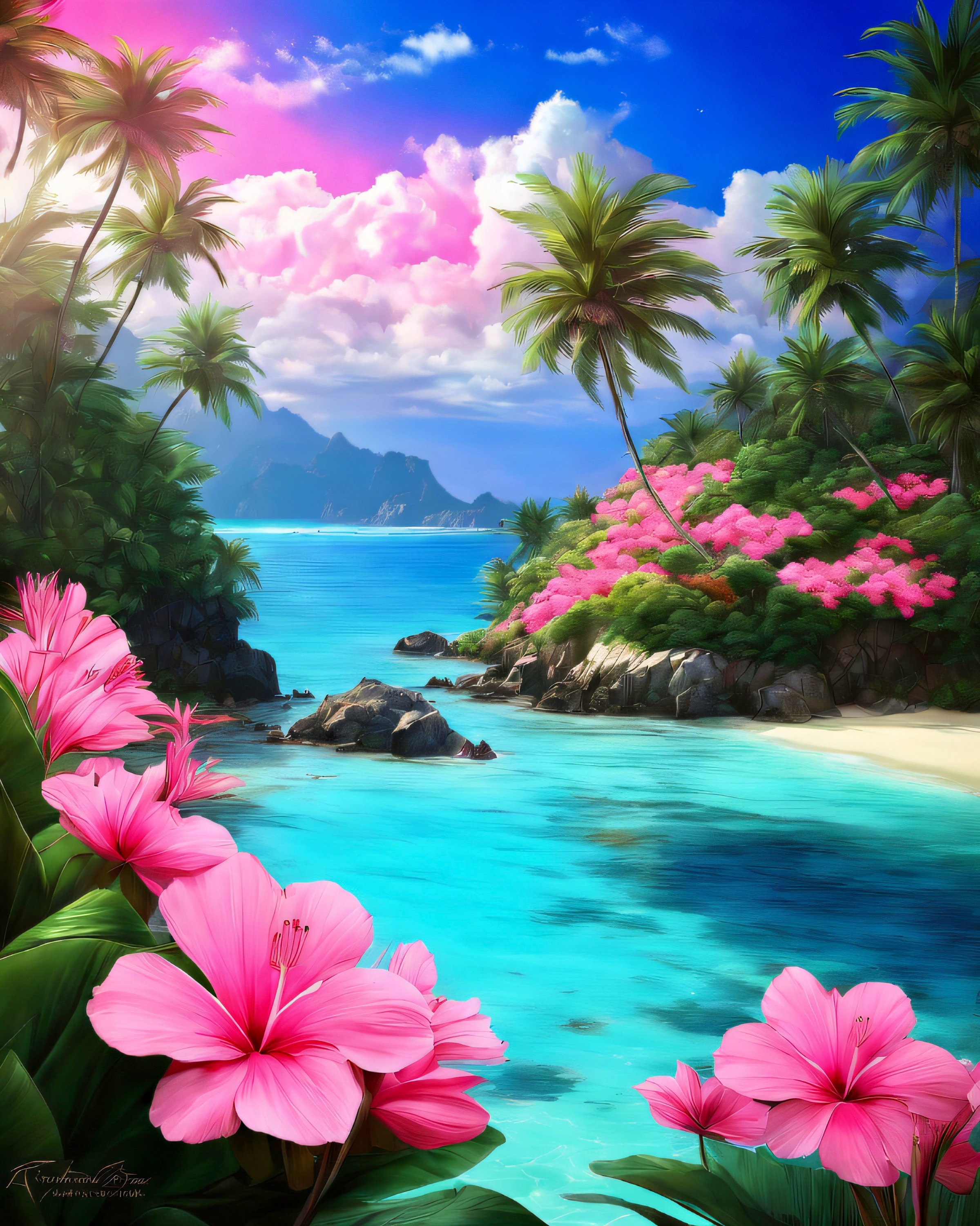 Colorful Tropical Beach, 8k Background