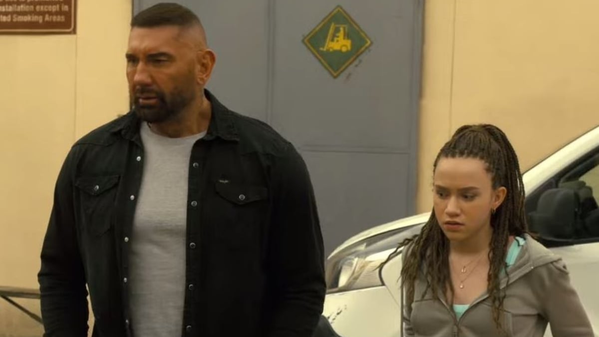Chloe Coleman and Dave Bautista defend