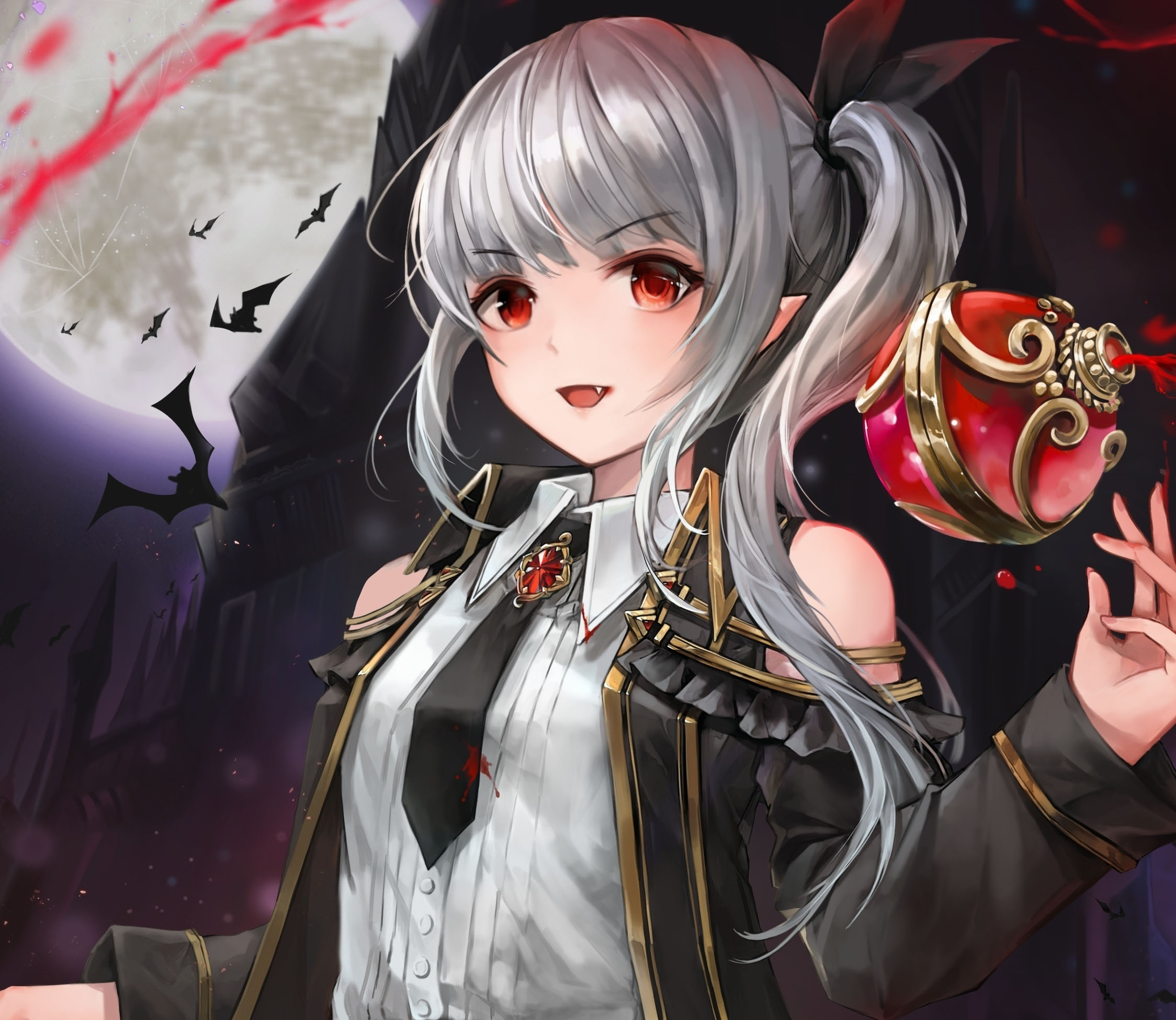 hair, anime girl, vampire, original