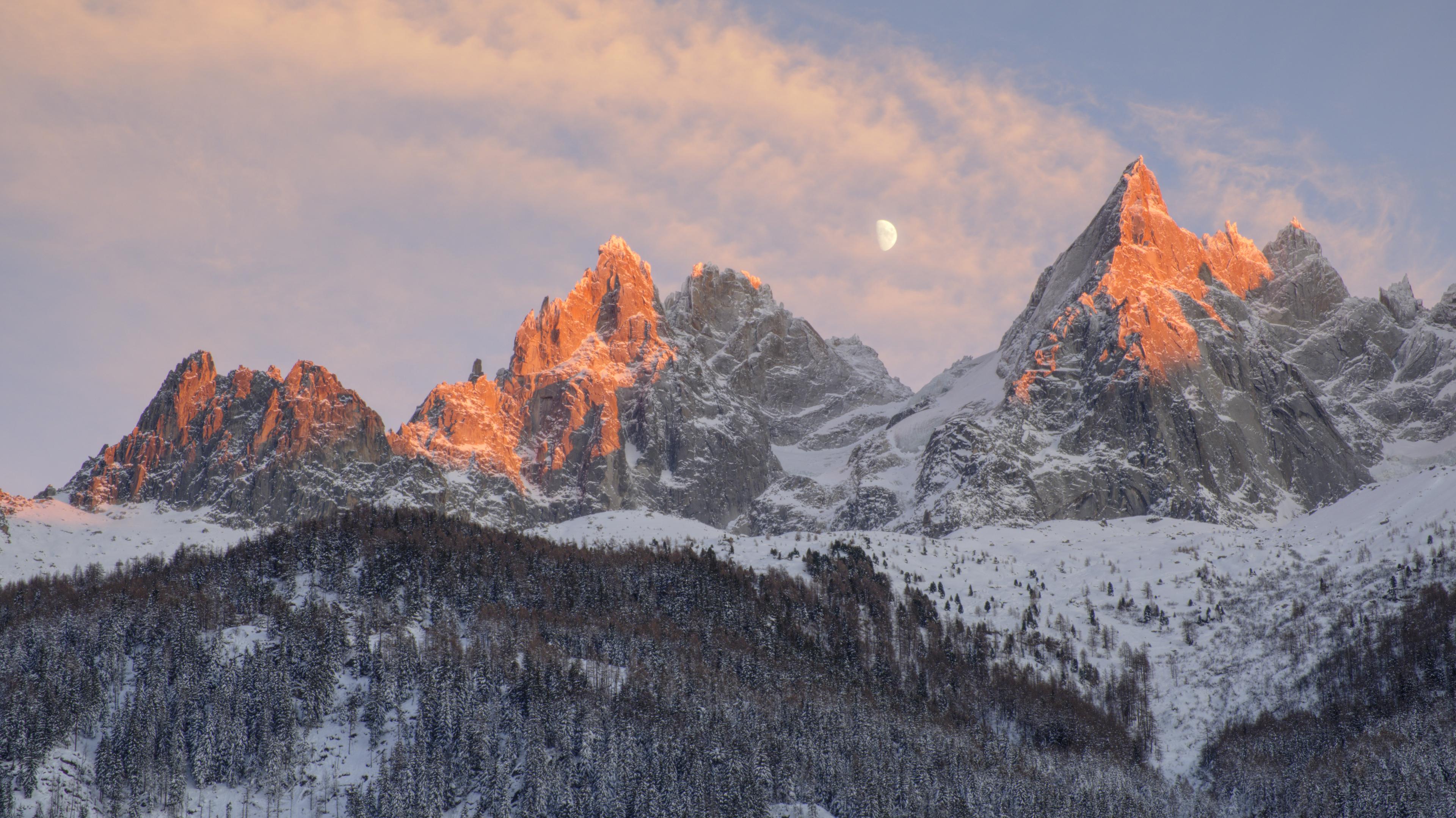 Sunset From Chamoni Mont Blanc 4K wallpaper