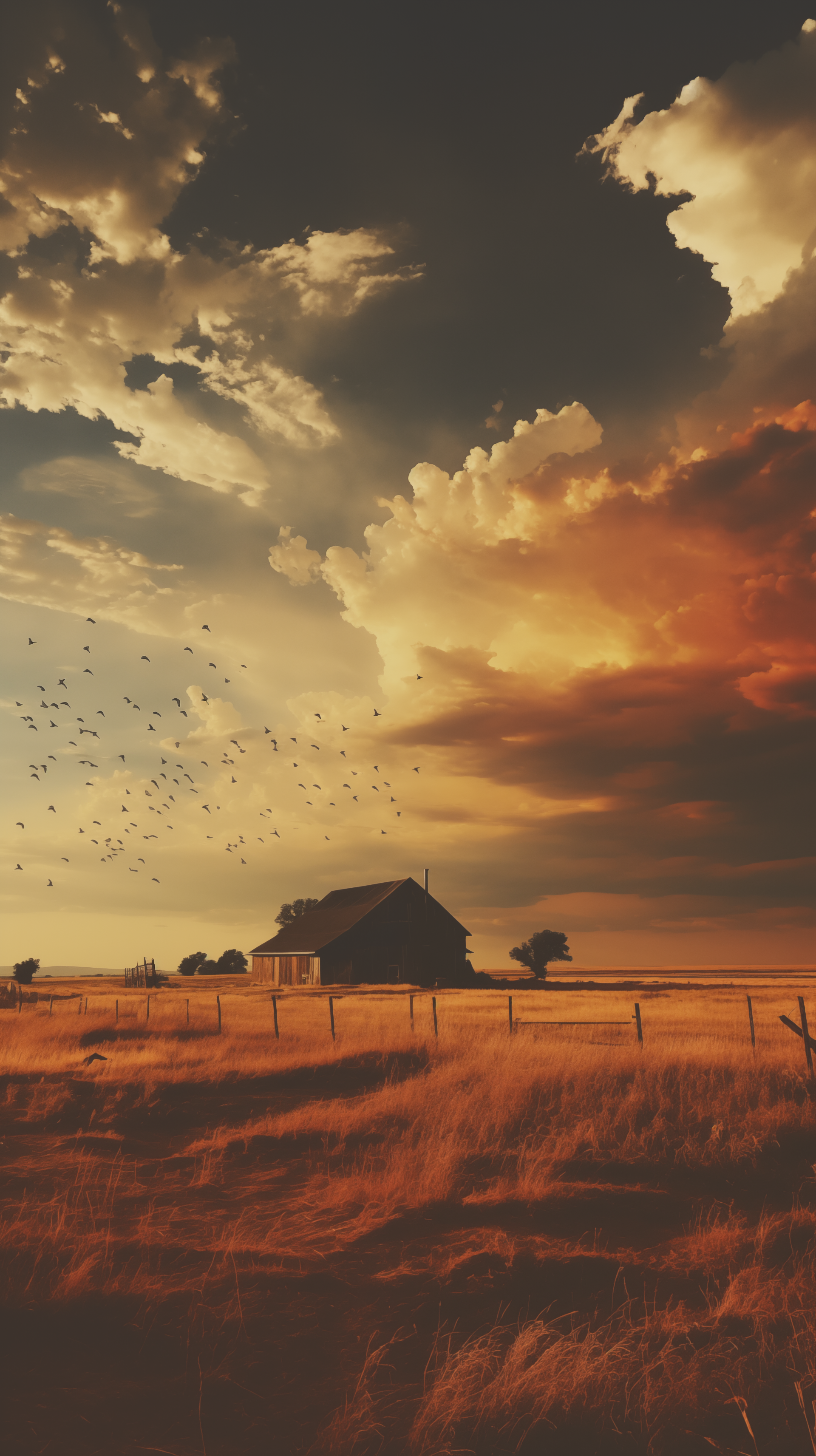 Rustic Ranch Sunset Wallpaper