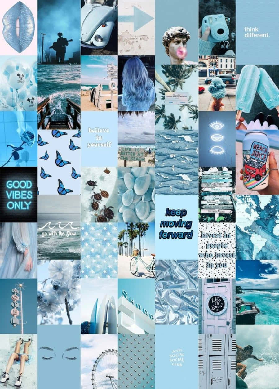 Aesthetic Blue Collage Wallpaper