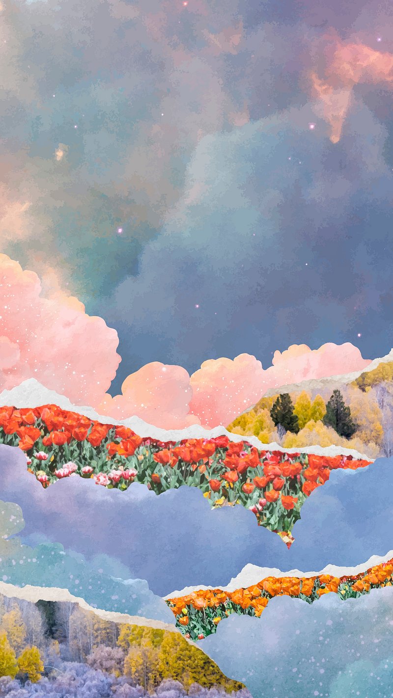 Seascape collage art iPhone wallpaper