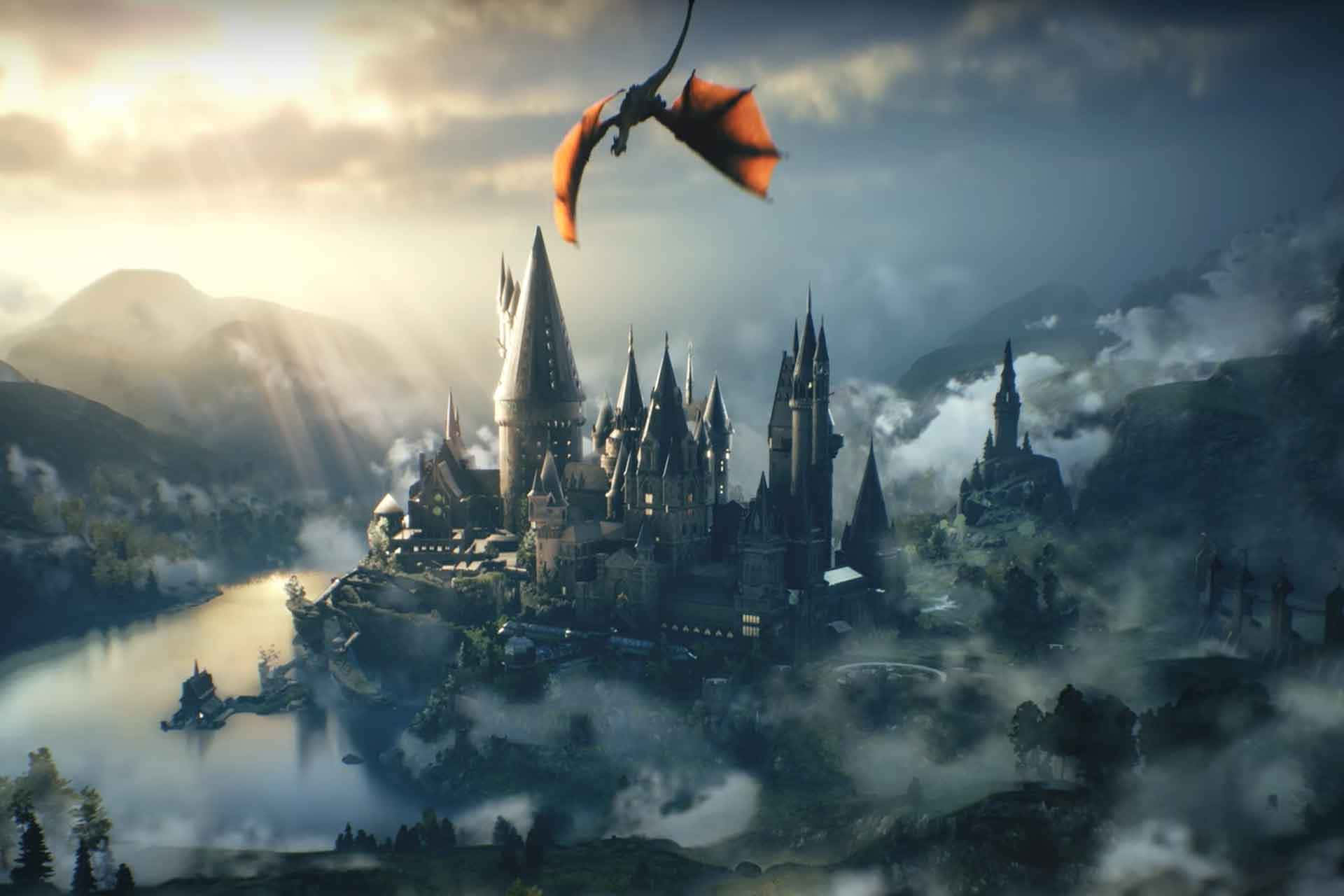 Harry Potter Castle With Dragon Flying