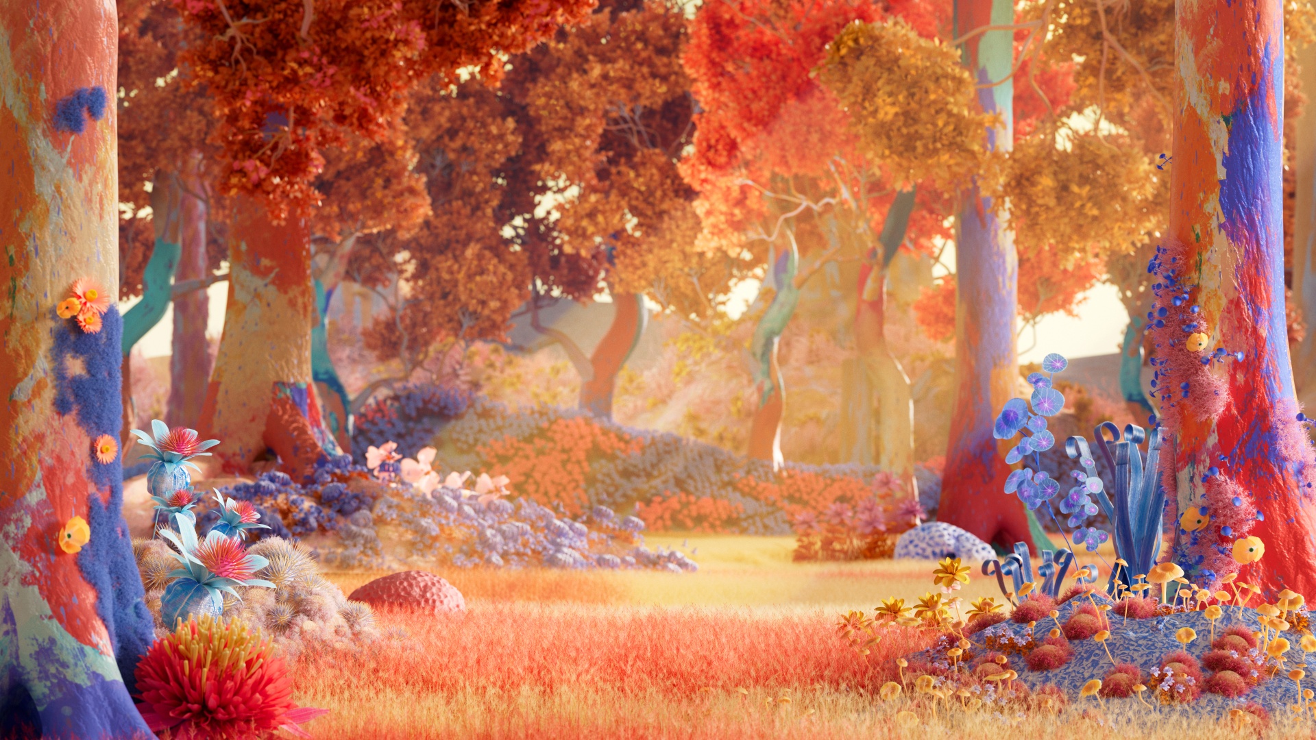 Autumn Forest Wallpaper 4K, Digital Art, Serenity, Vibrant