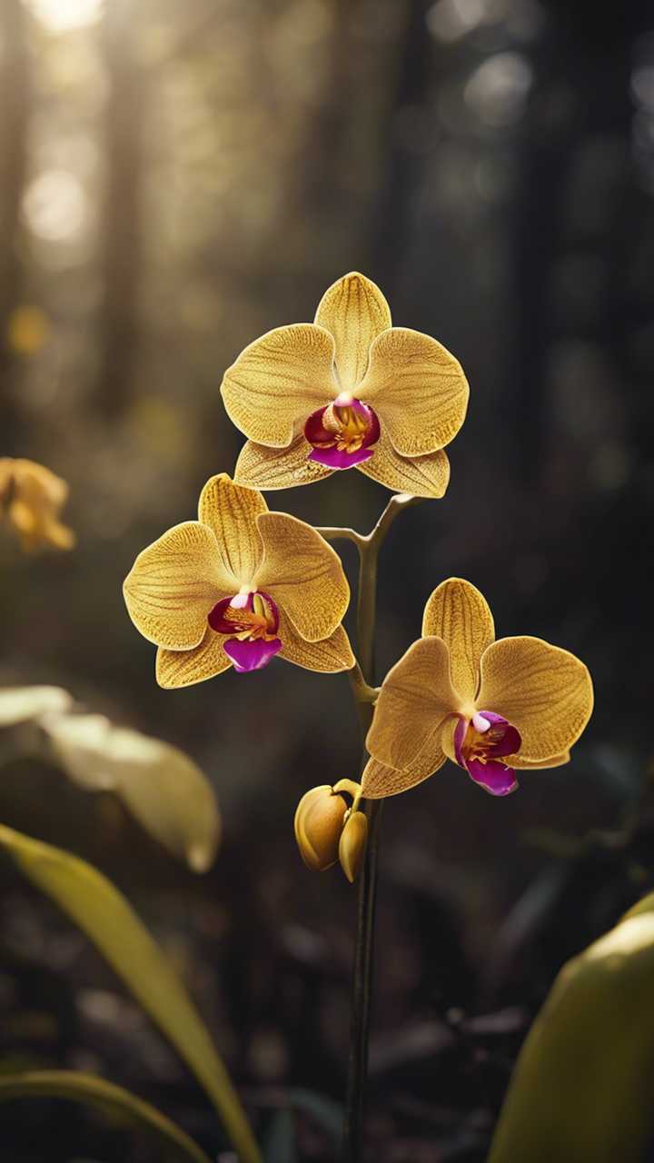 A gold orchid, vibrant and glowing