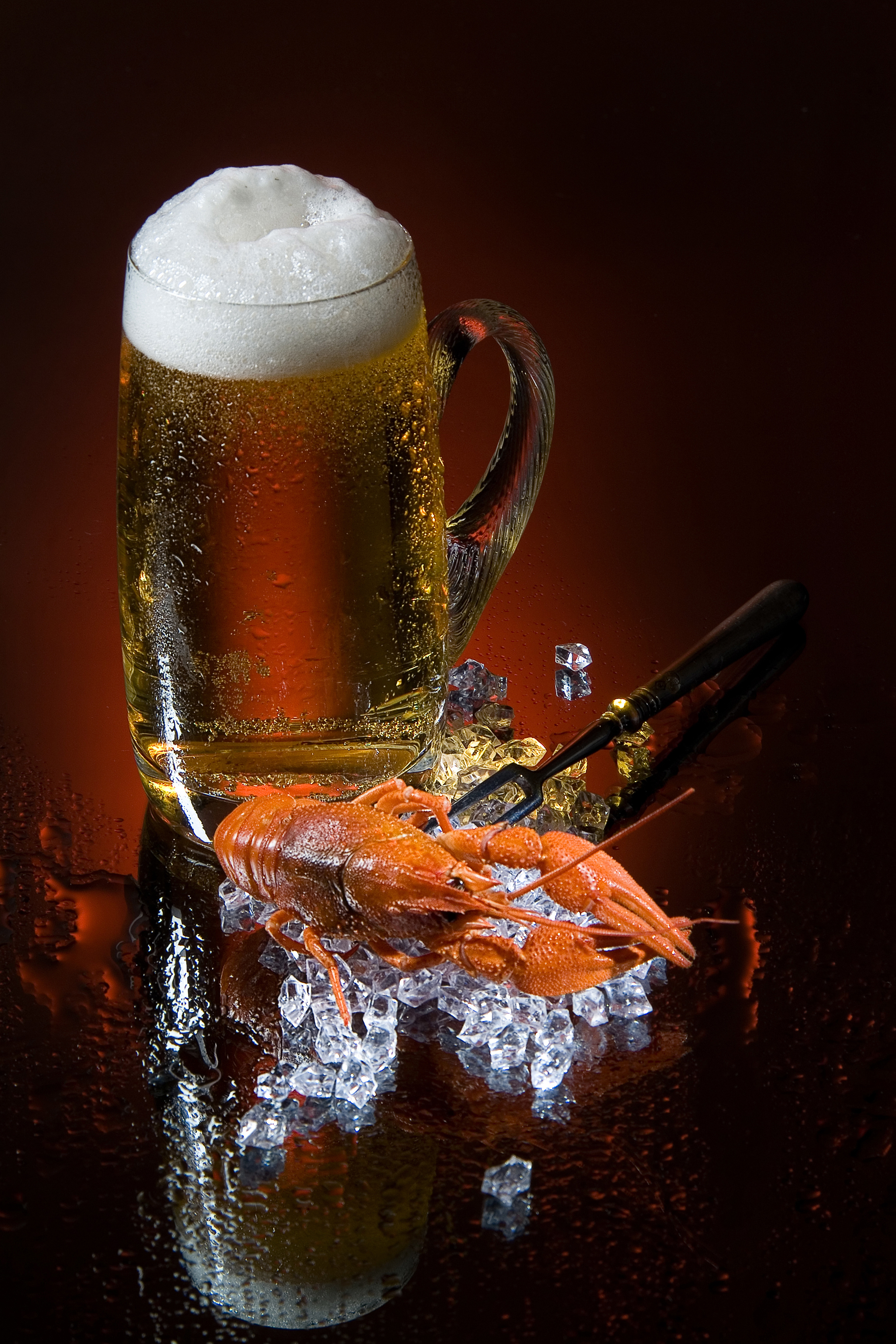 Wallpaper Ice Beer Crayfish Mug Foam