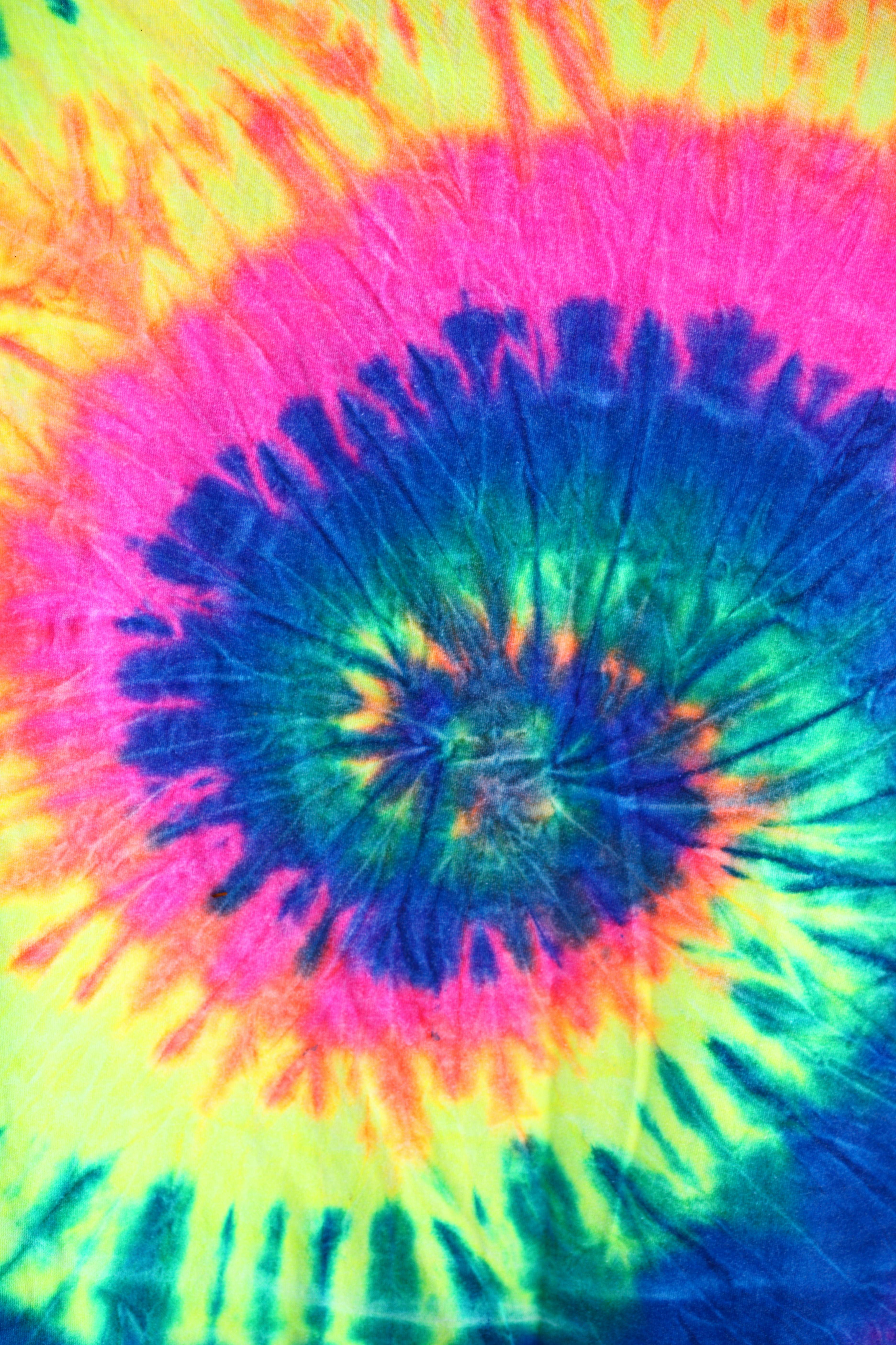 Yellow Blue and Pink Tie Dye Textile