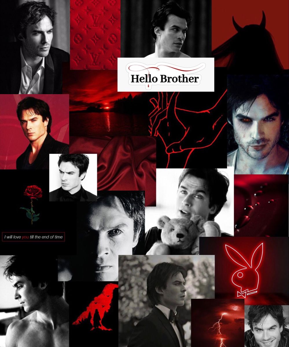 Damon Salvatore aesthetic collage wallpaper