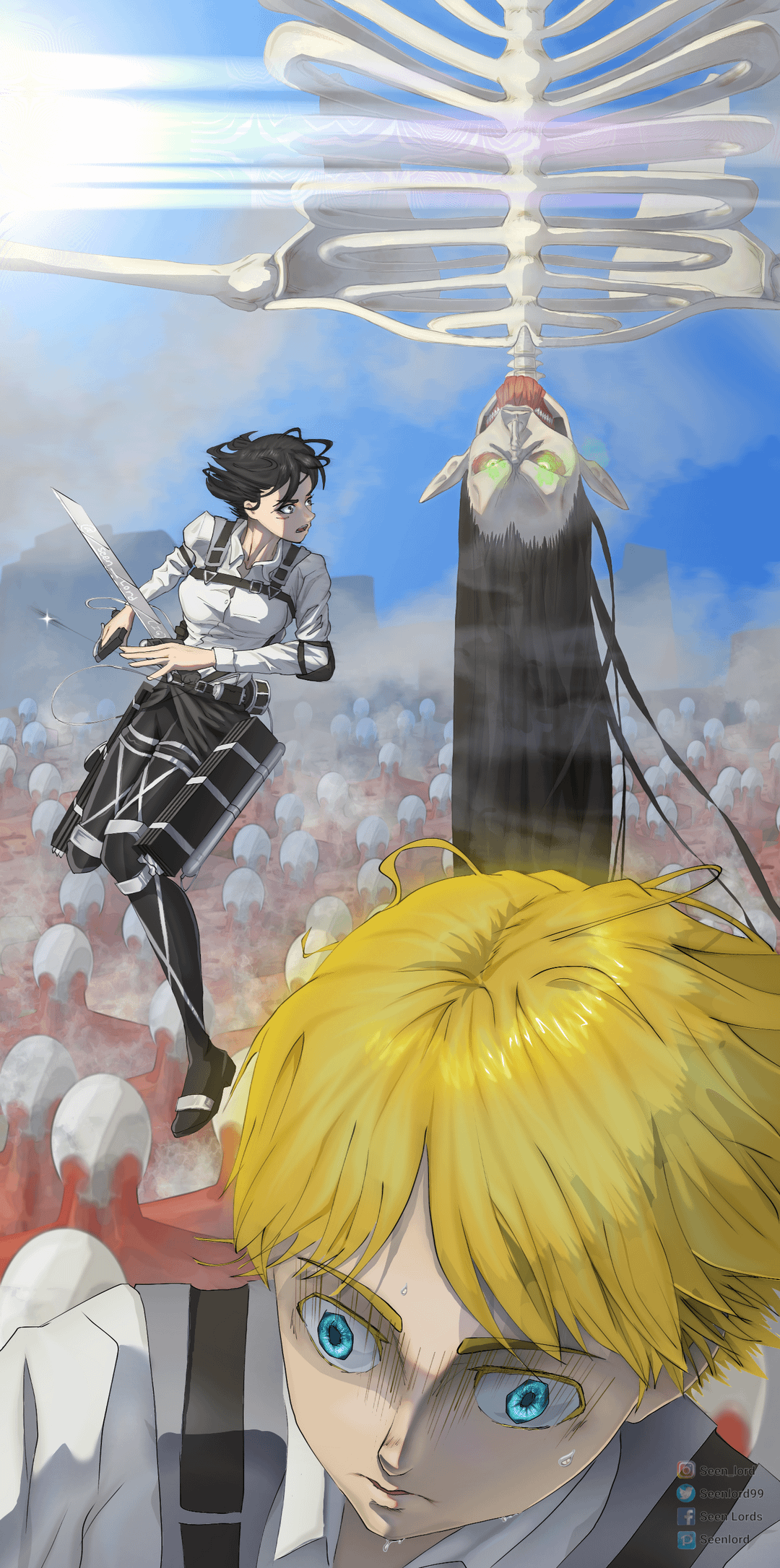 Eren, Mikasa and Armin. Rumblic Arc