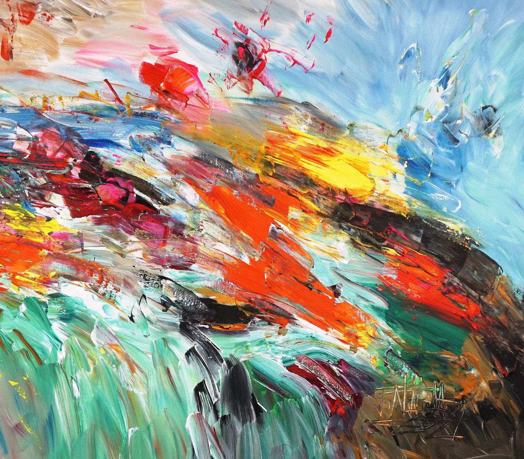 Colorful Abstract Painting. 61.0 X 33.5