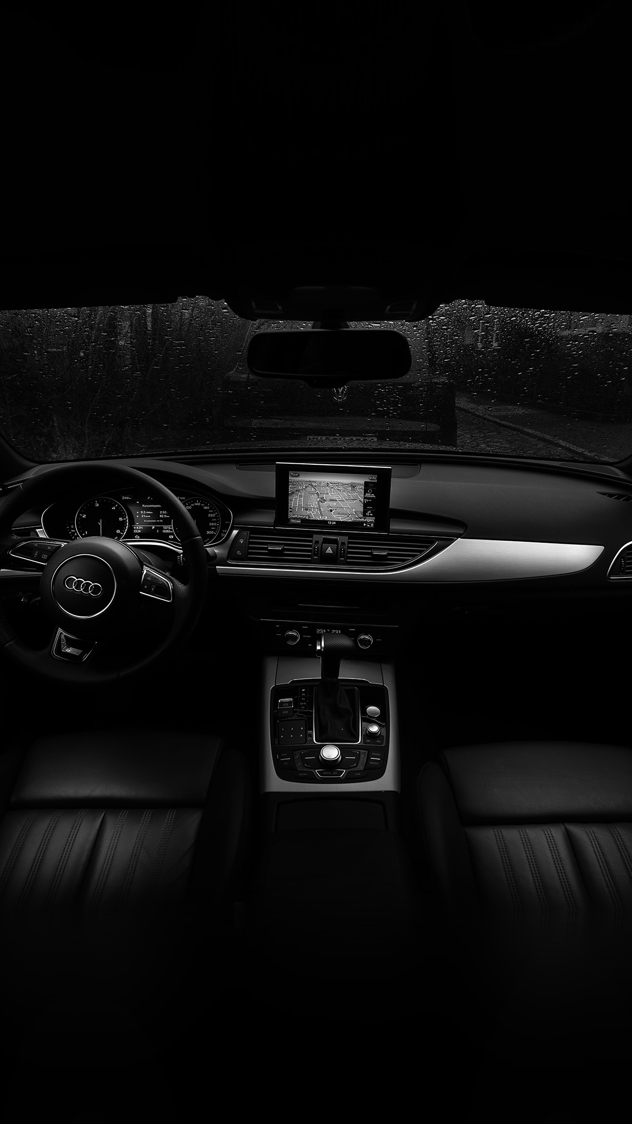 Audi Car Interior Dark Bw