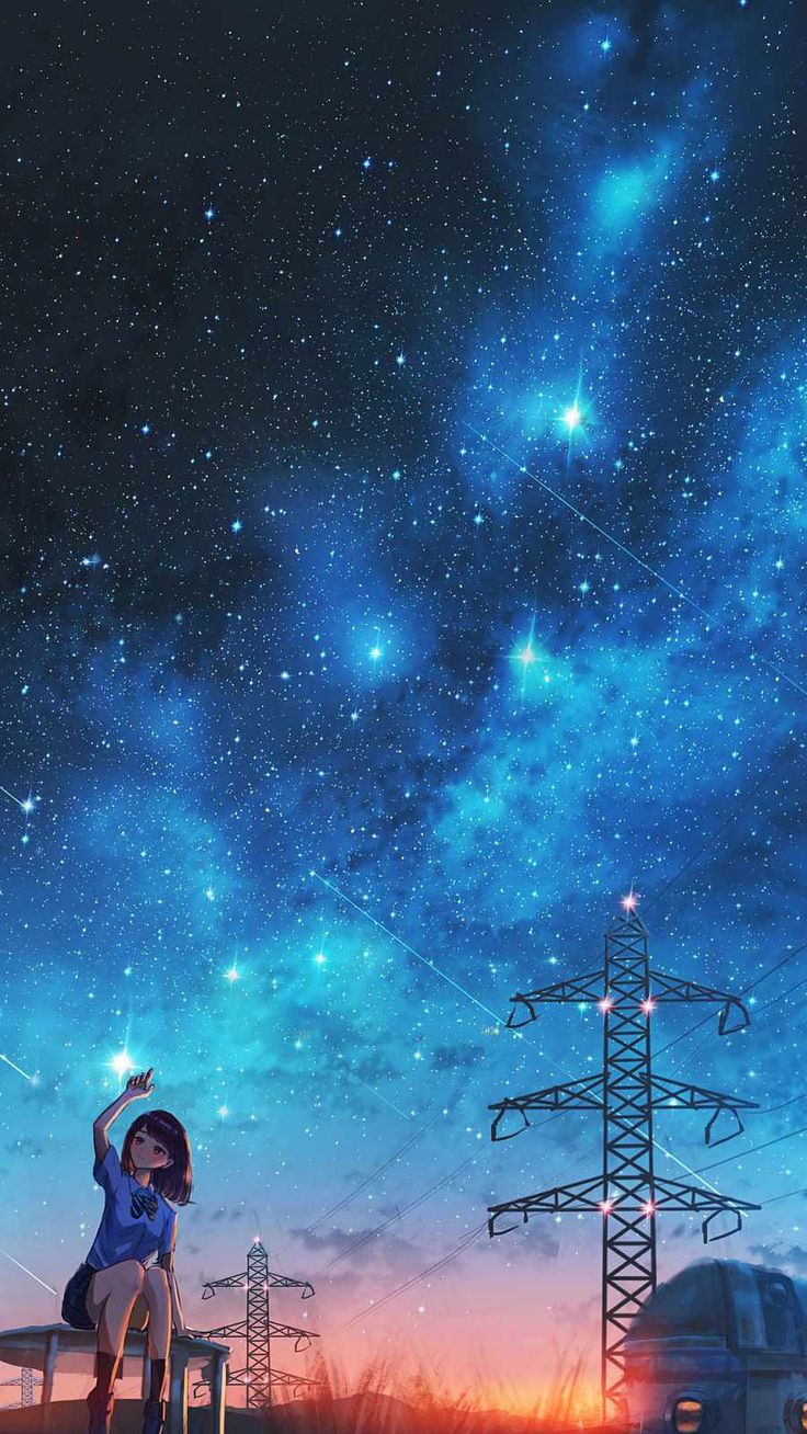 Girl Watching Space IPhone Wallpaper