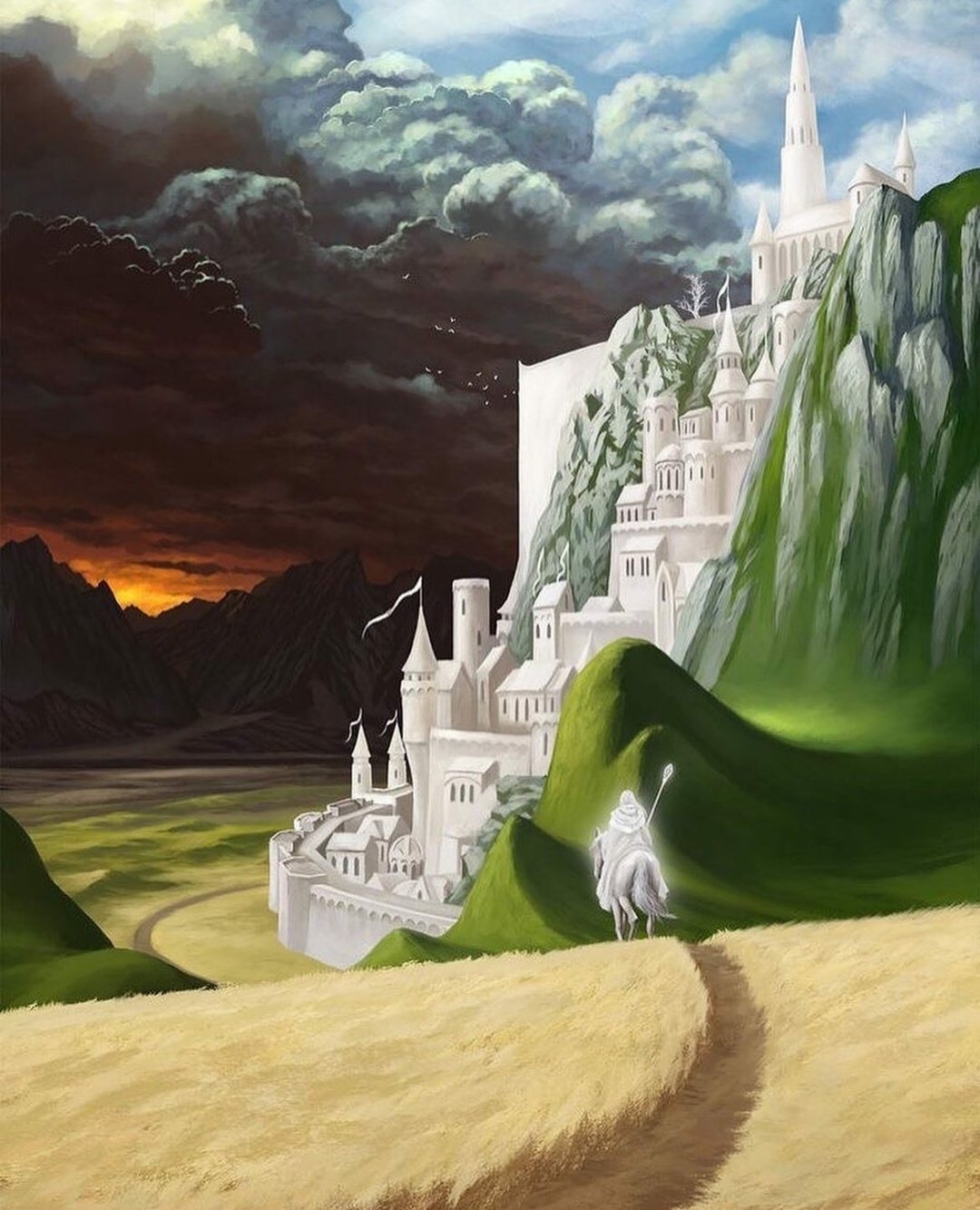 Gandalf arriving at Minas Tirith Art