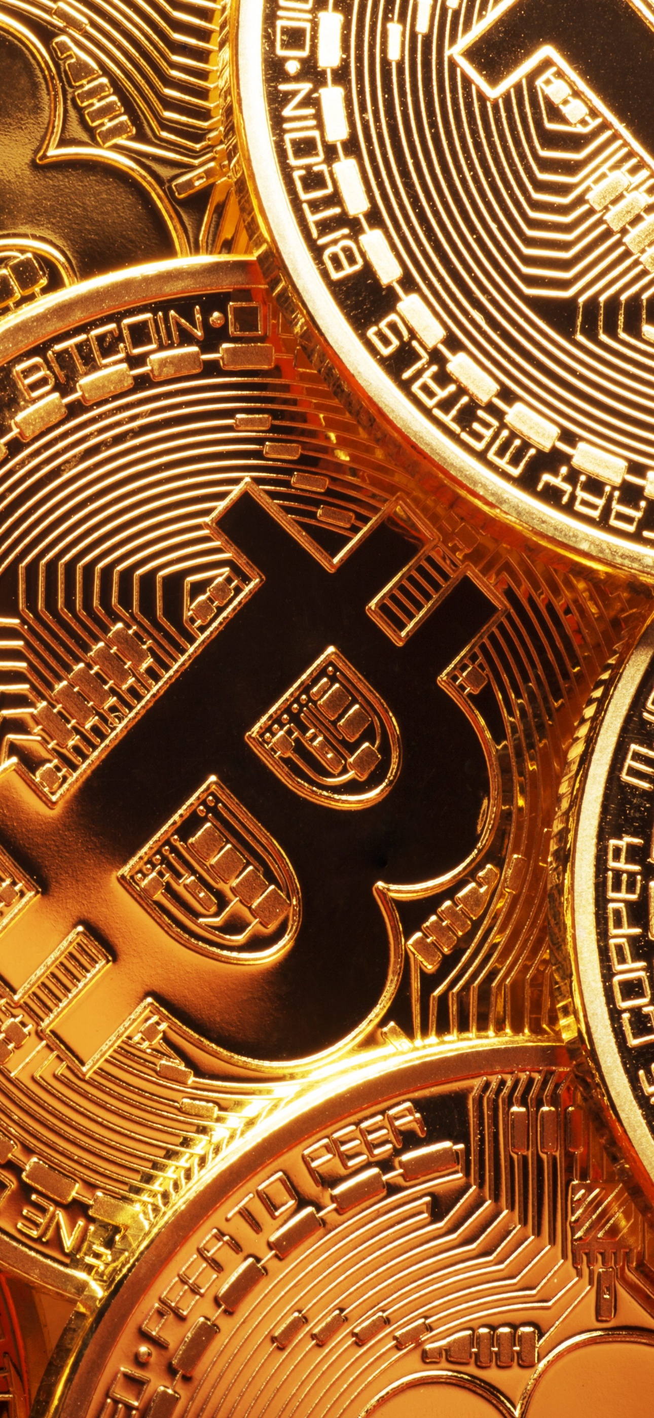 Bitcoin Wallpaper 4K, Gold coins