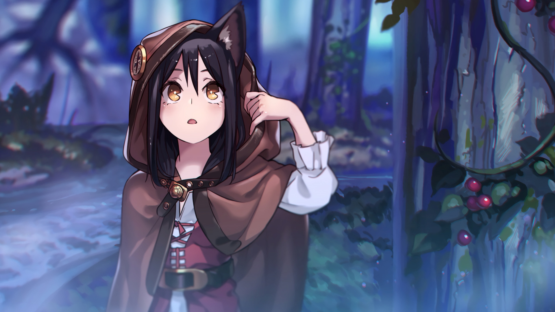 dark, anime, art, neko