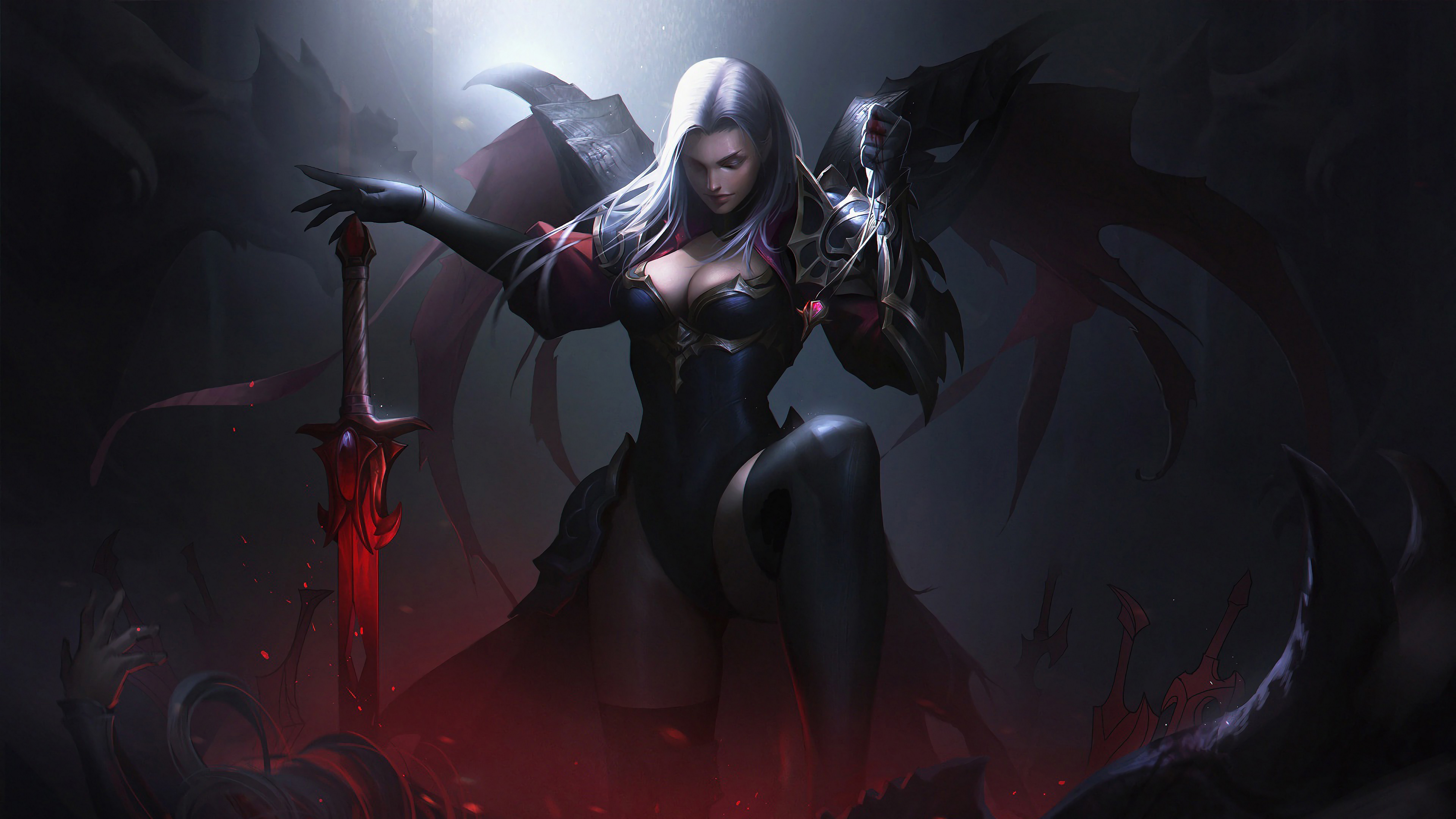 Fantasy Girl Sword Warrior 4K Wallpaper