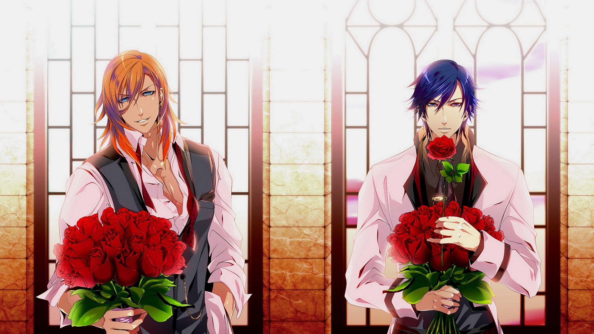 Wallpaper flowers, anime, art, guys