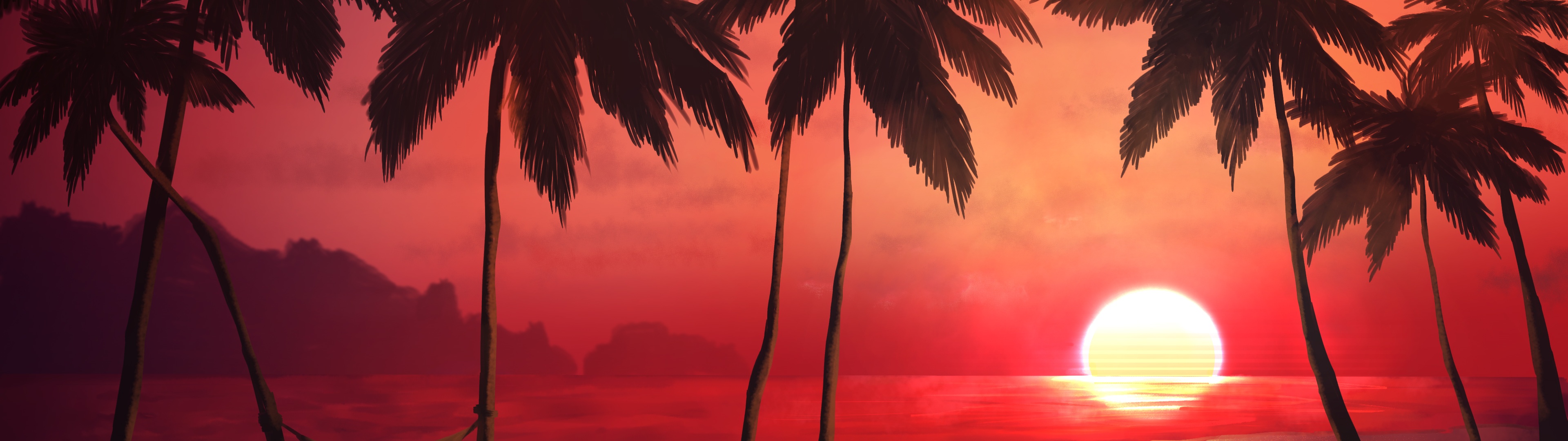 Sunset Wallpaper 4K, Tropical, Trees