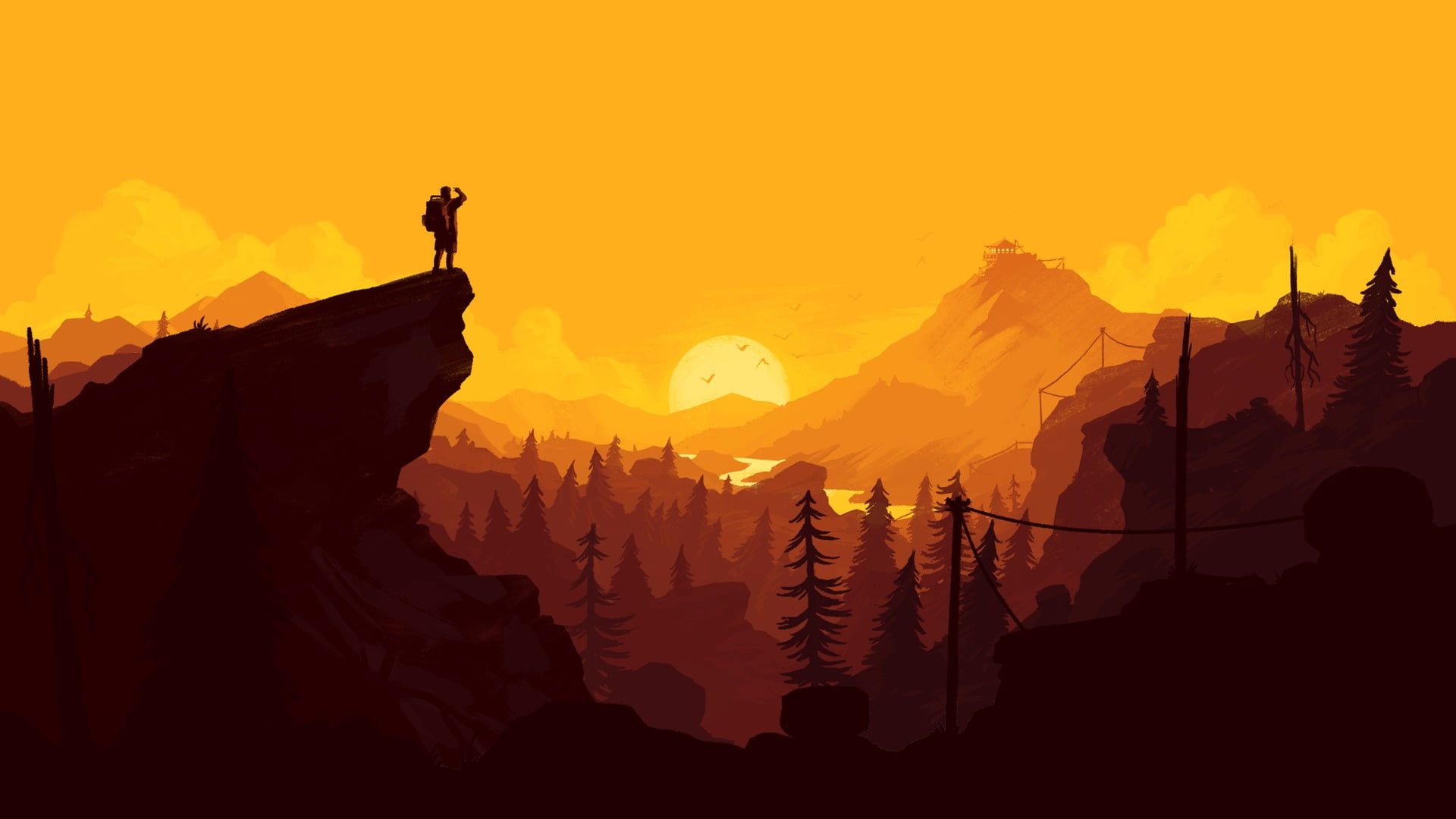 game wallpaper, Firewatch, Olly Moss