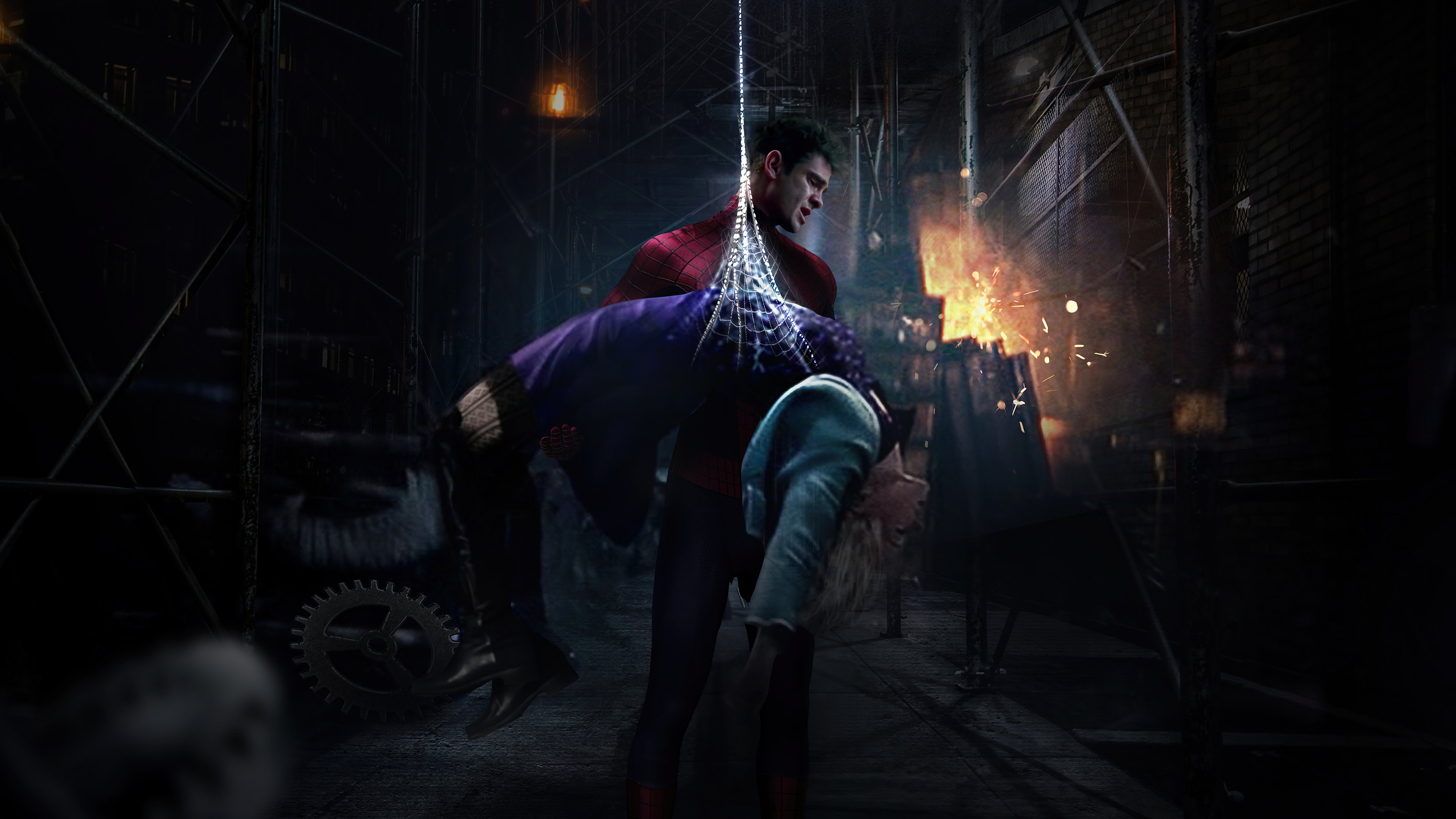 Spider Man Andrew Garfield and Gwen Stacy Emma Stone Wallpaper 4k for Desktop