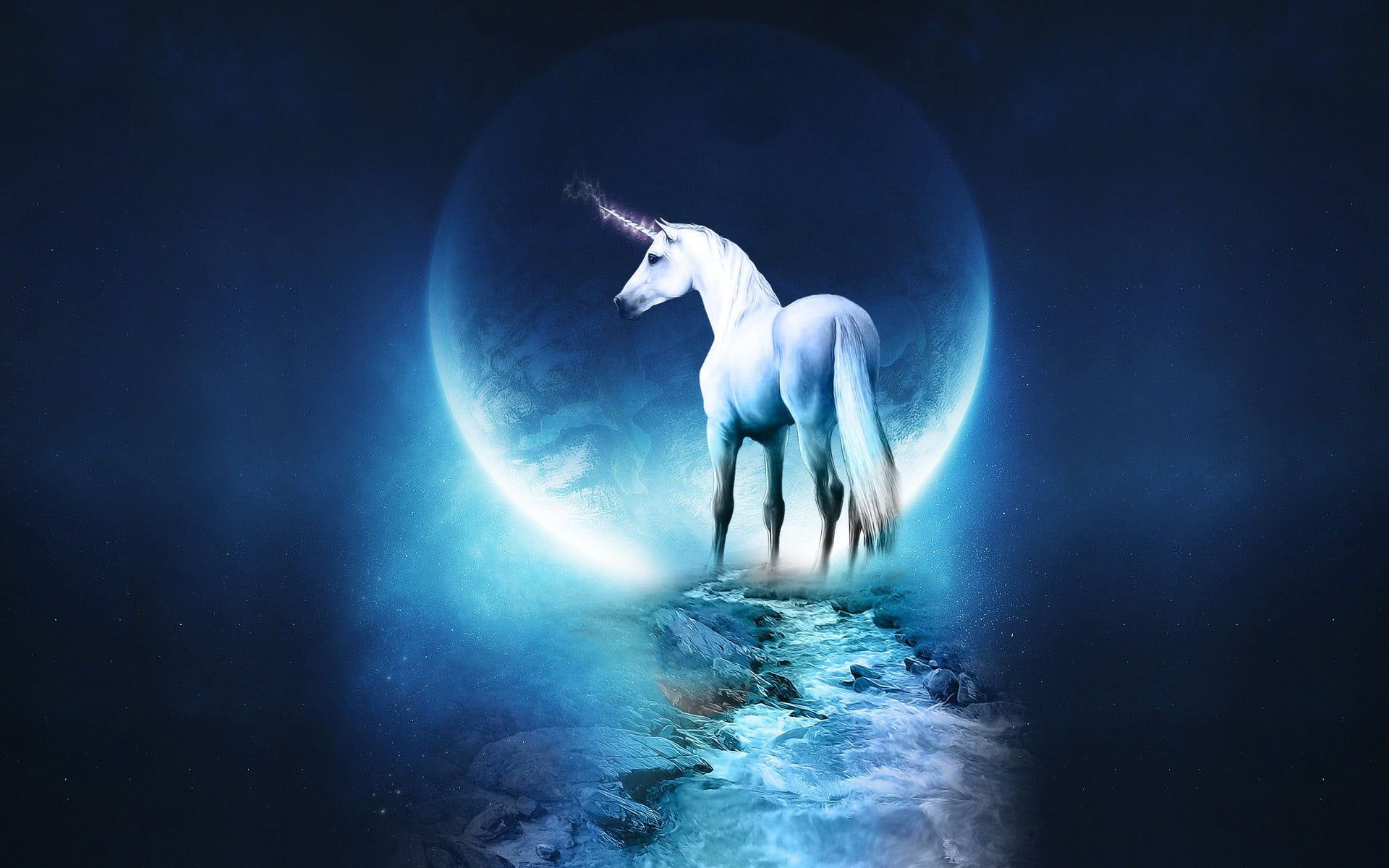 White Unicorn Graphic Wallpaper