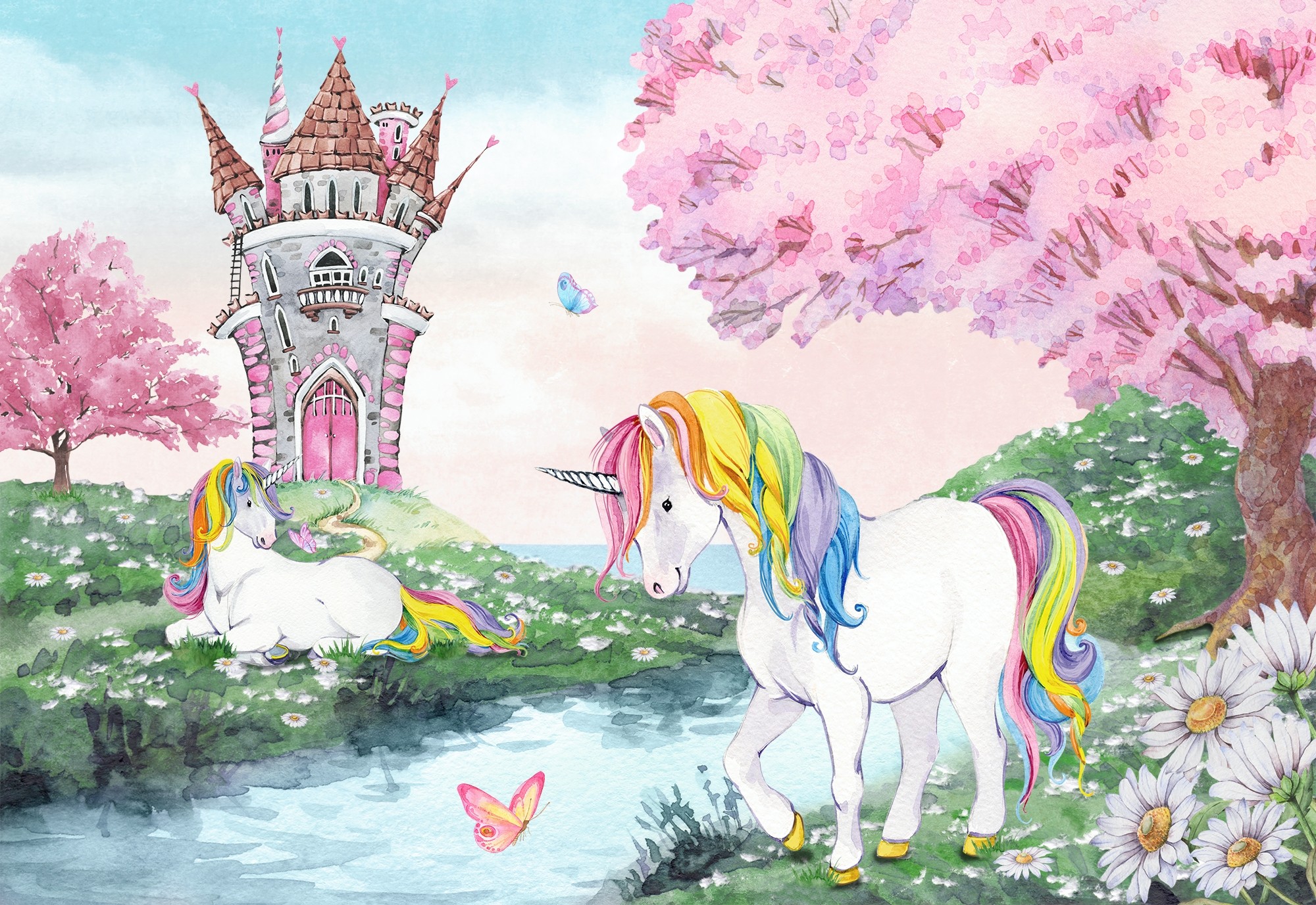 Kids Magical Unicorn Forest Wallpaper