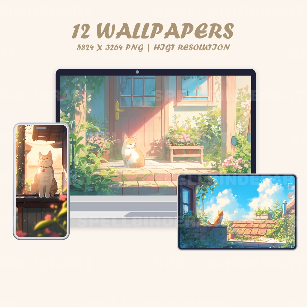 Chill cats wallpaper lofi plants